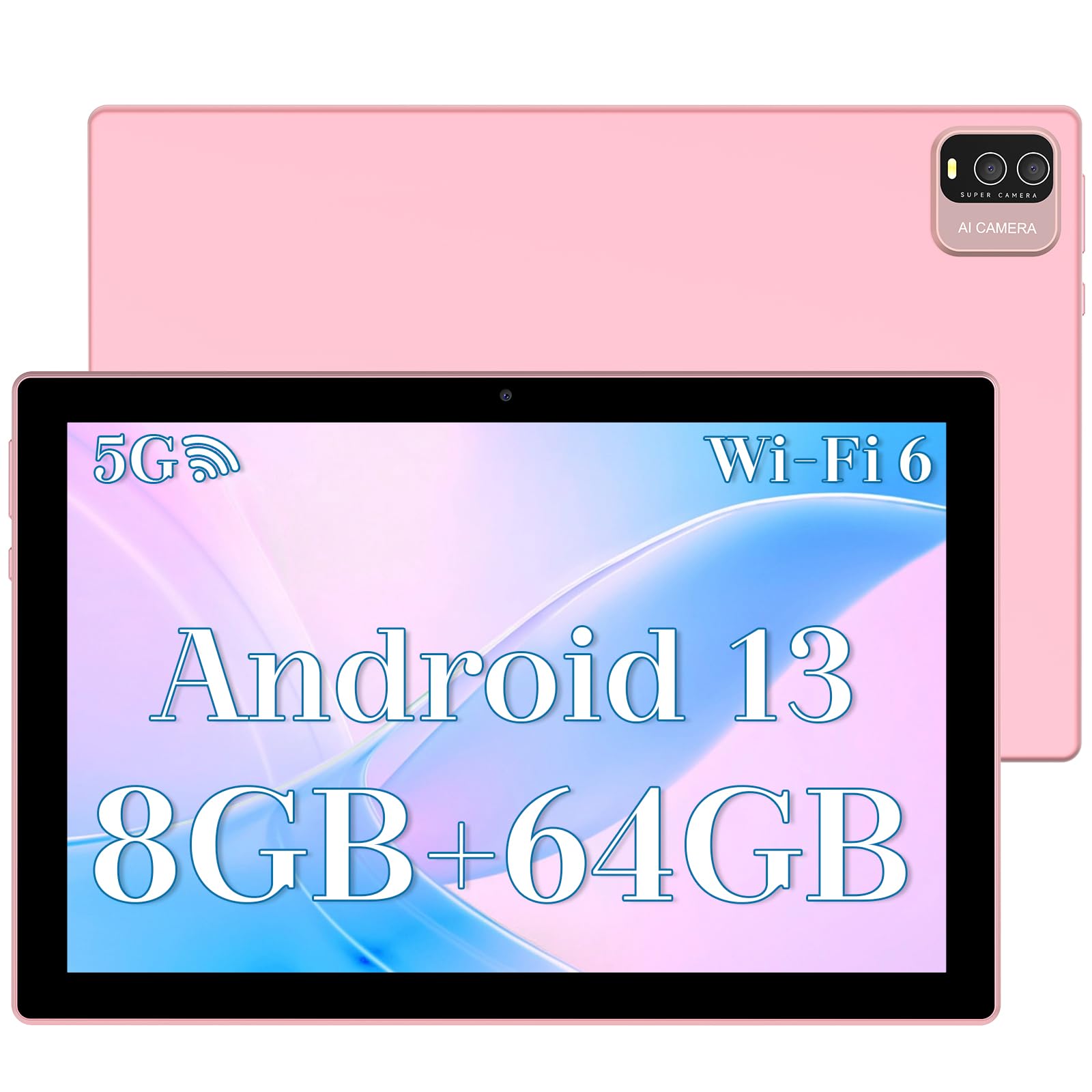 10 Inch Android 13 Tablet, 8Gb Ram+64Gb Rom+512Gb Expandable Computer Tablets Pc, Ips Screen, 2+8Mp Dual Camera, Wifi, Bt, Googl