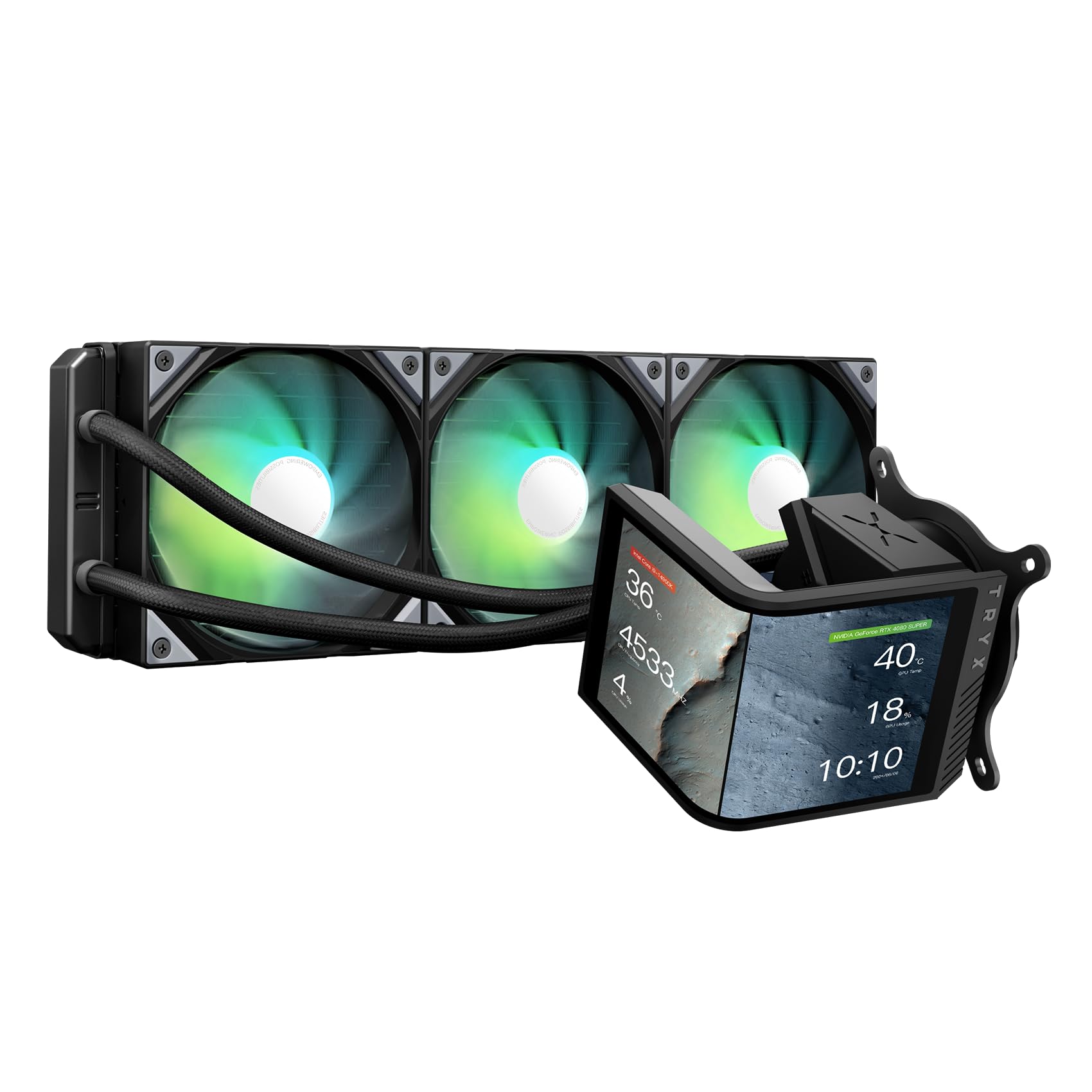 TRYX Panorama SE 360 ARGB 360mm AIO Rotatable 6.67 AMOLED Curved Screen 3D Anamorphic Effect Customizable AIO Cooler 360mm Ase