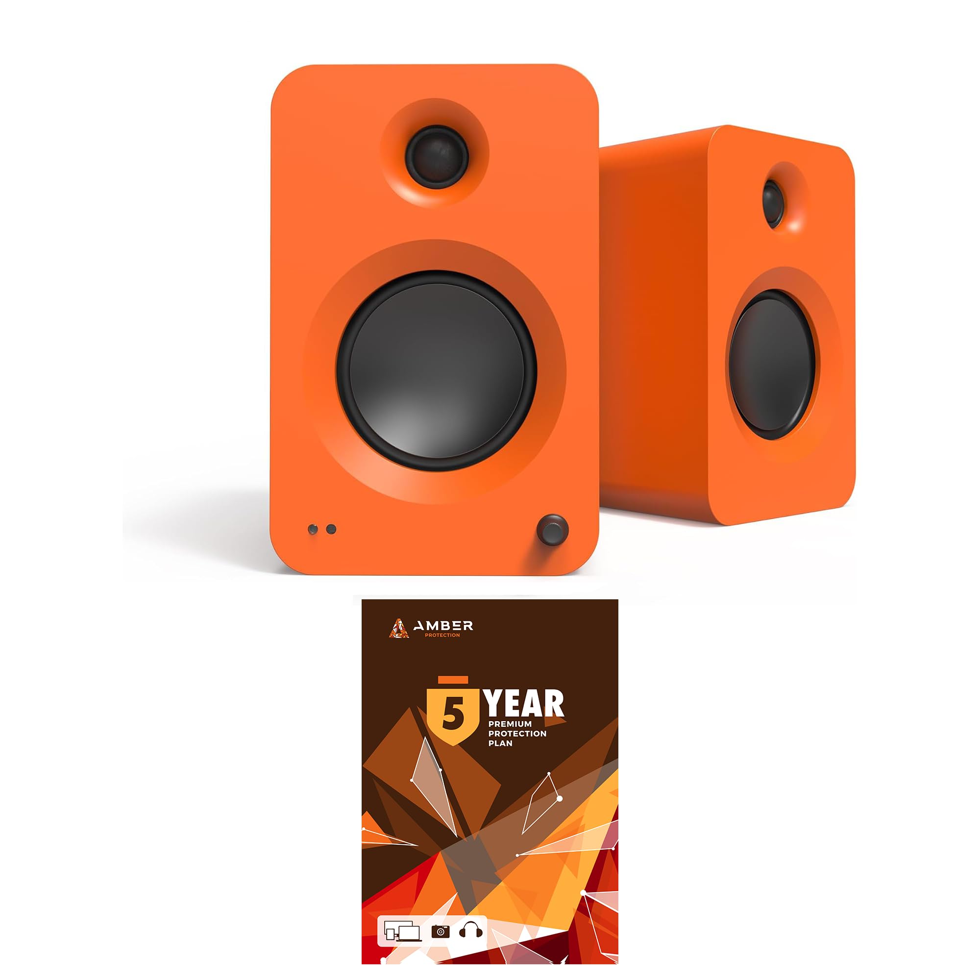 Kanto REN MO Bluetooth Powered Bookshelf Speakers - Matte Orange Pair with 5 Year Amber Protection Plan (2024)