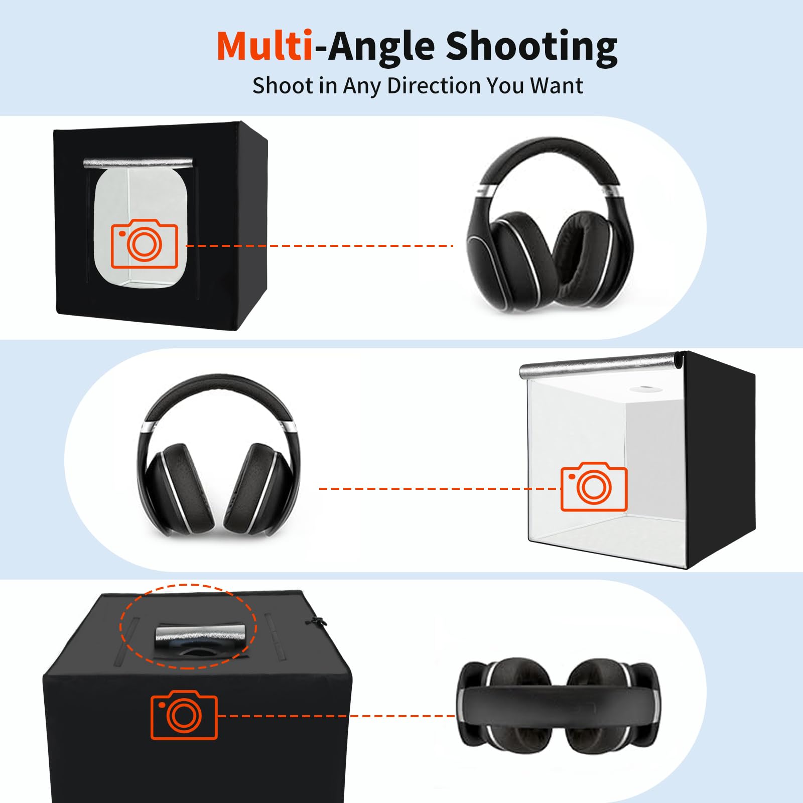 32''X32'' Photo Studio Light Box For Photography, 3 Color 10 Level Adjustable Photo Box With Soft Light Cloth 32 Inch Profession