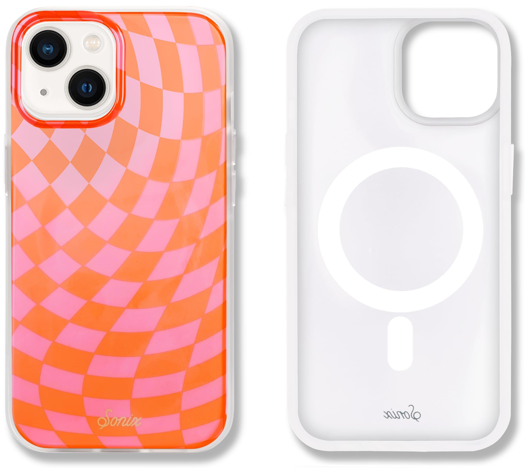 Sonix Case For Iphone 15, 14, 13 | Compatible With Magsafe | 10Ft Drop Tested | Checkered | Checkmate Pink
