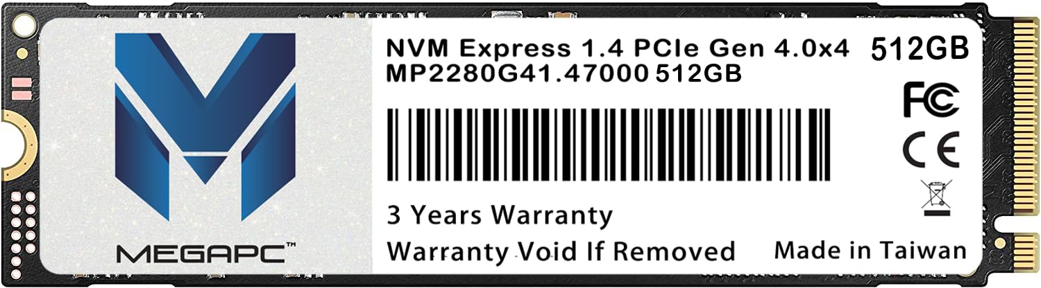Megapc Pcie Ssd 512Gb Nvme M.2 2280 Internal Solid State Hard Drive, Interface Pcie Gen 4.0 X4, Speed Up To 7000 Mb/S, Storage A