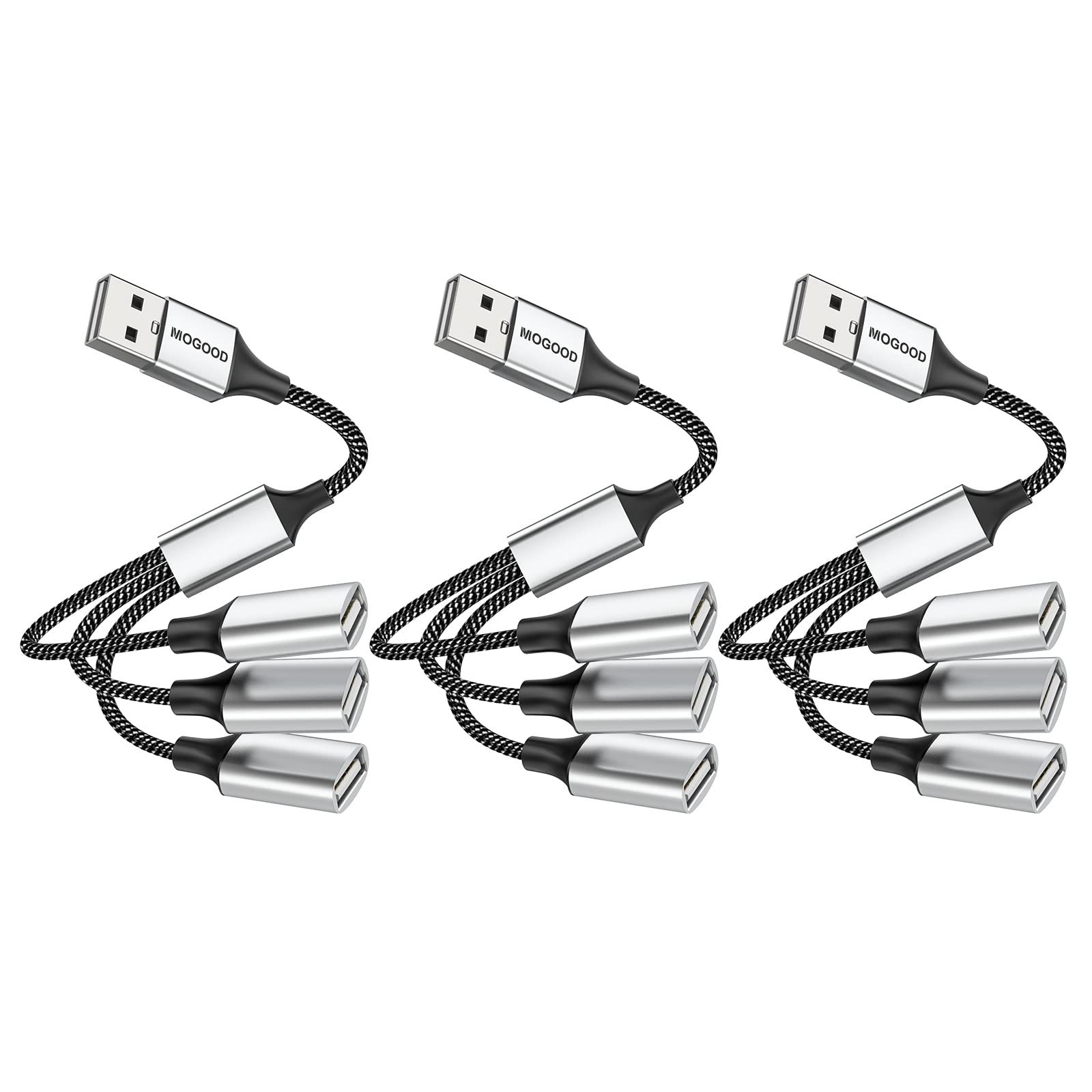 Usb 3 Port Splitter Cable, Mogood Usb Type B Splitter 1 Male To 3 Female Usb 2.0 Adapter Power Cord Extension Hub For Charging/D