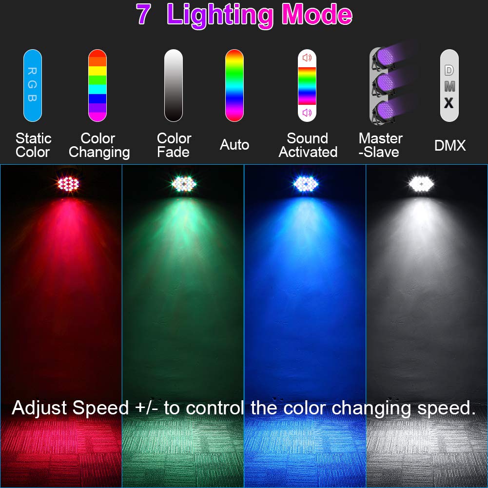Litake 36 Led Stage Lights,Dj Par Lights Sound Activated,Dmx & Remote Controlled Led Uplights For Events Wedding Dance Floor Par
