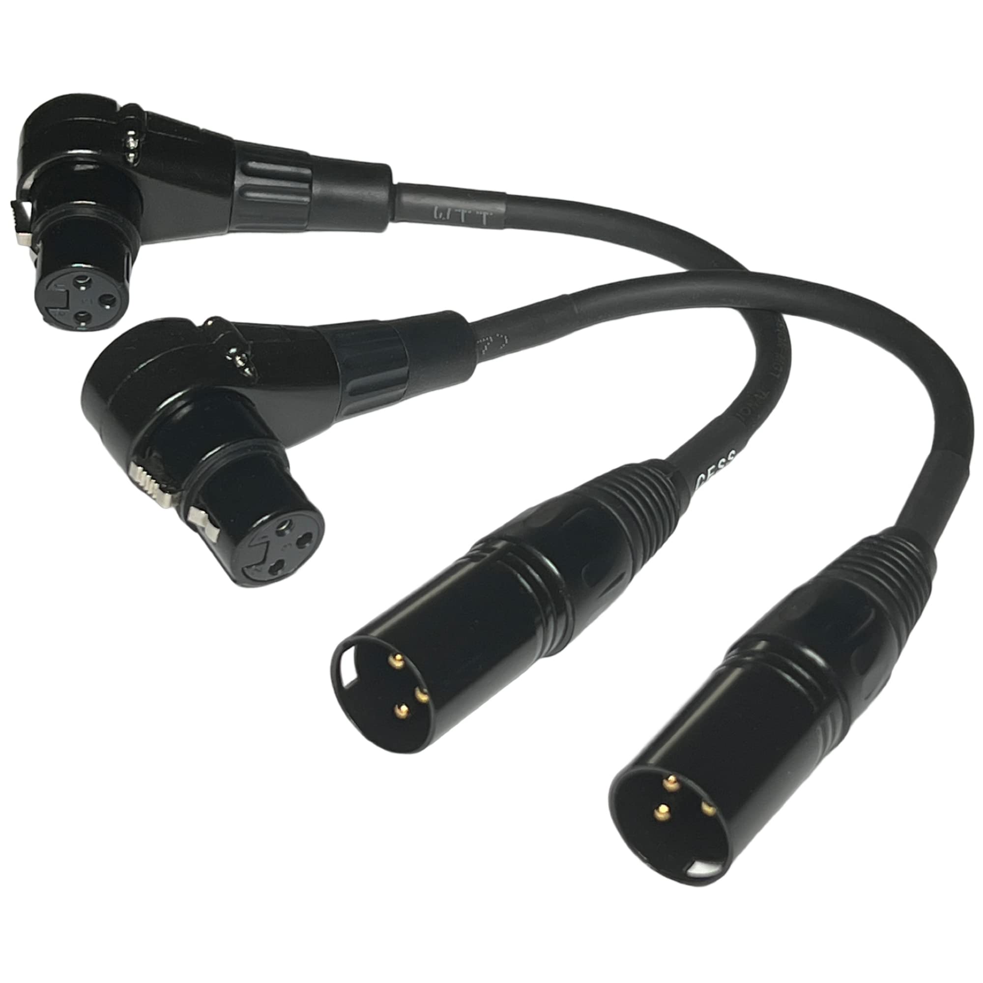 Cess 041 Right Angle Female Xlr To Straight Male Xlr Plug Cable, 3 Pin To 3 Pin, 2 Pack