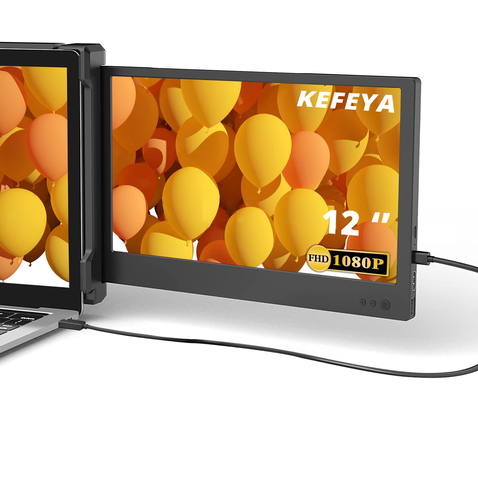 Kefeya Laptop Screen Extender, Portable Monitor For Laptop 12'' Full Hd Ips Display, Dual Monitor Extender Compatible With 13 16