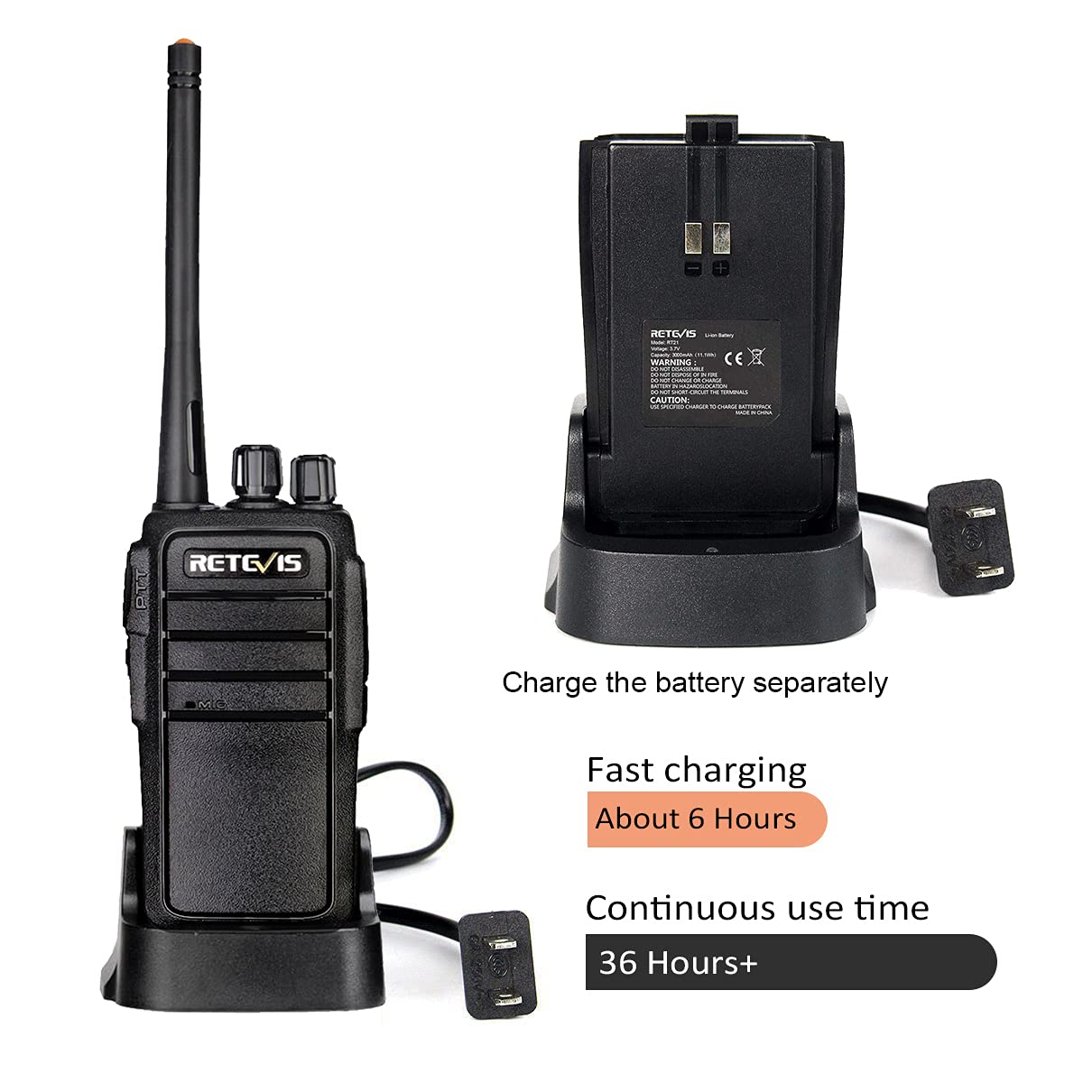 Case Of 10,Retevis Rt21 Updated 3000Mah 2 Way Radio Rechargeable, Heavy Duty Two Way Radio Long Range, 16Ch Vox Handfree Adults
