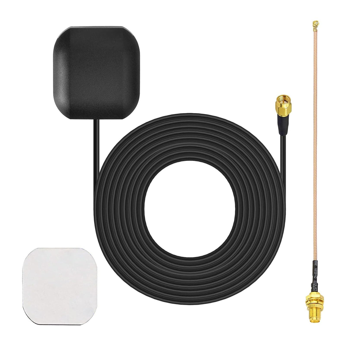 Bingfu Waterproof Active GPS Navigation Antenna Adhesive Mount SMA Male GPS Antenna with 15cm 6 inch U.FL IPX IPEX to SMA Female RG178 Coaxial Pigtail Cable for GPS Module Receiver Tracking