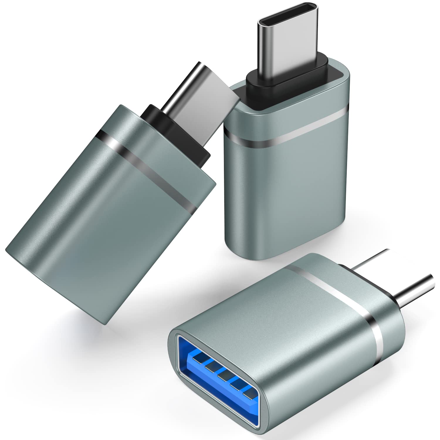 Usb C To Usb Adapter 3 Pack Usb C Male To Usb 3.0 Female Adapter Compatibllity For Imac 2021 For Ipad Pro 2021 For Macbook Pro 2020 For Macbook Air 2020 And Other Type C Or Thunderbolt 3 Devices Gray