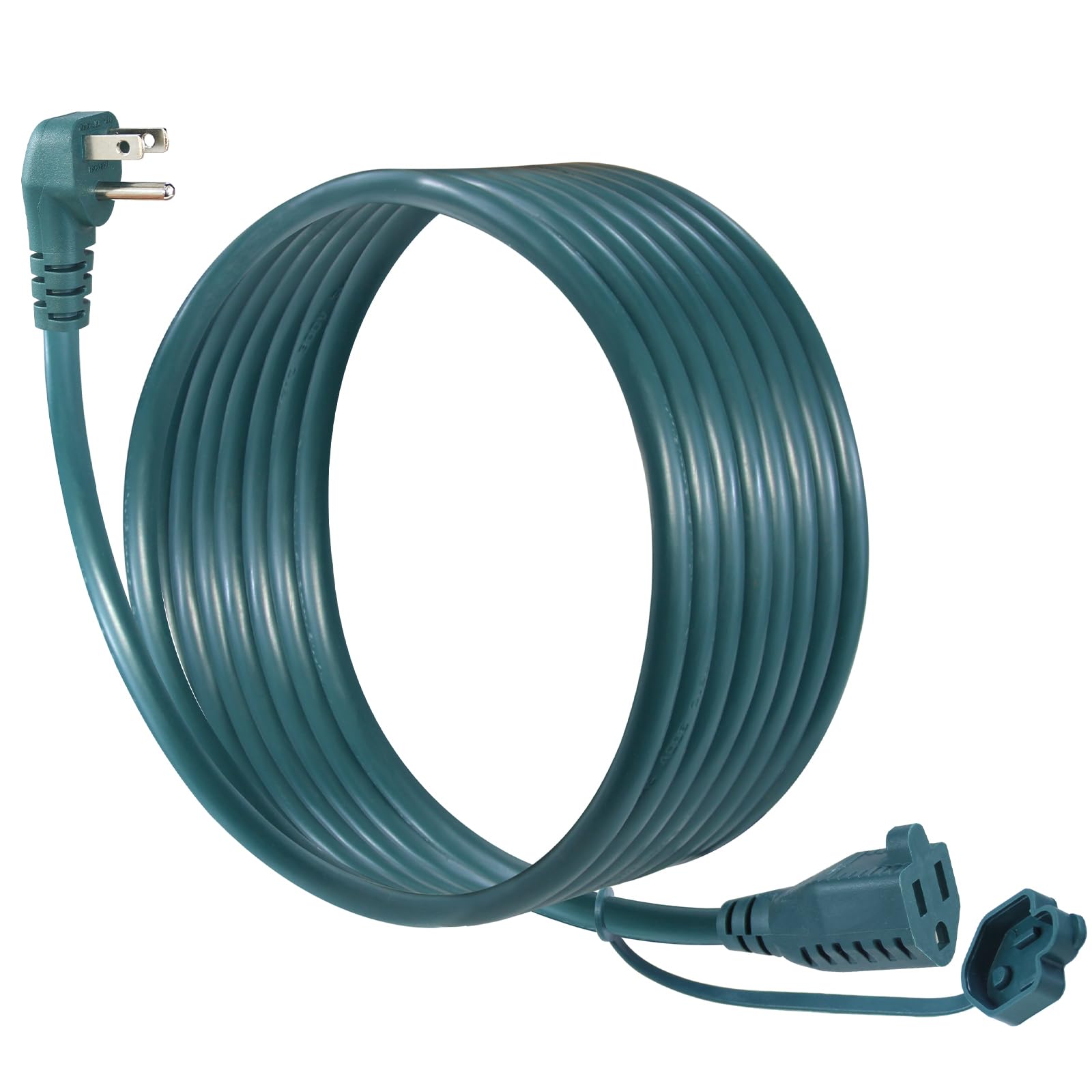 10Ft Green Outdoor Extension Cable For Outdoor Use   90 Degree Flat Plug 3Prong Extension Cord, Sjtw External 16Awg Waterproof G