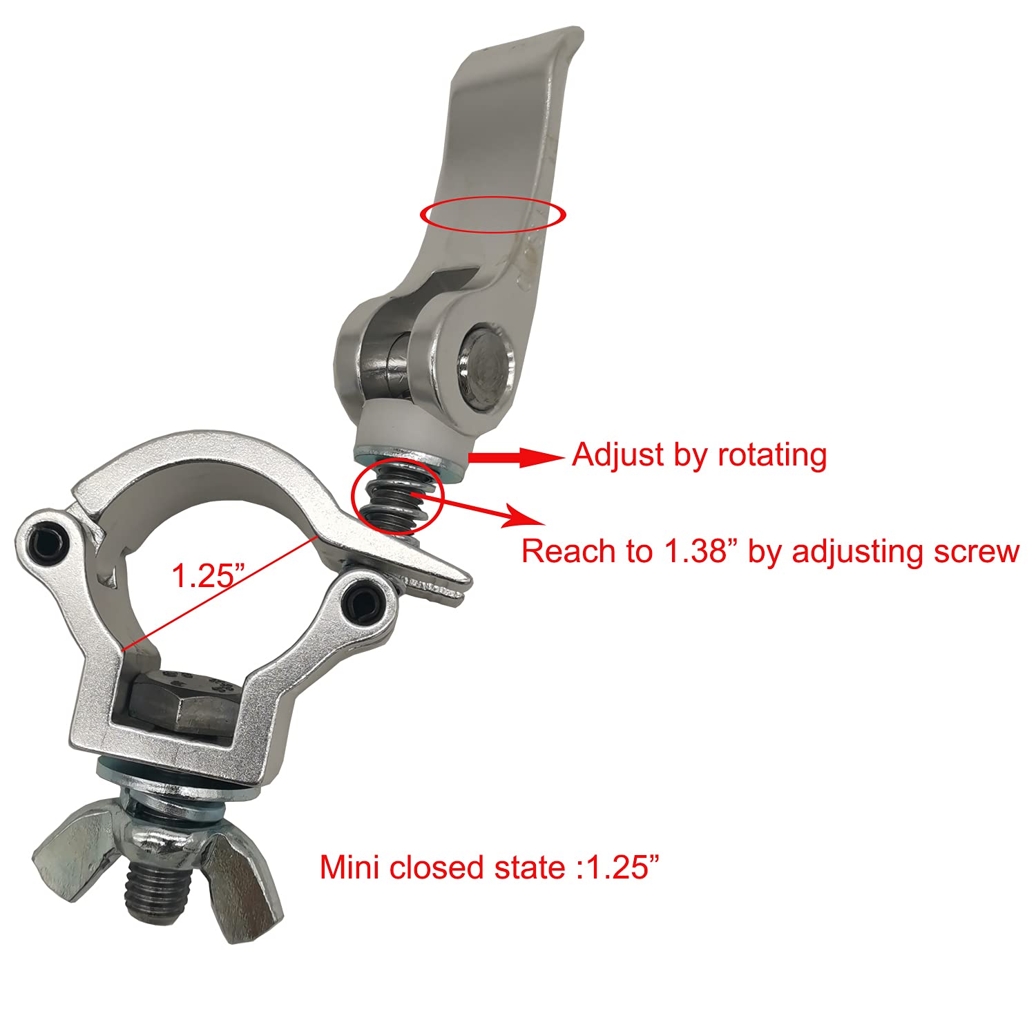 2 Pack Quick Release Dj Stage Lighting Truss Clamp Od Tubing Pipe 1 1/4 1 3/8 Inches 32 35Mm Heavy Duty 165 Lbs Tuv Aluminum All