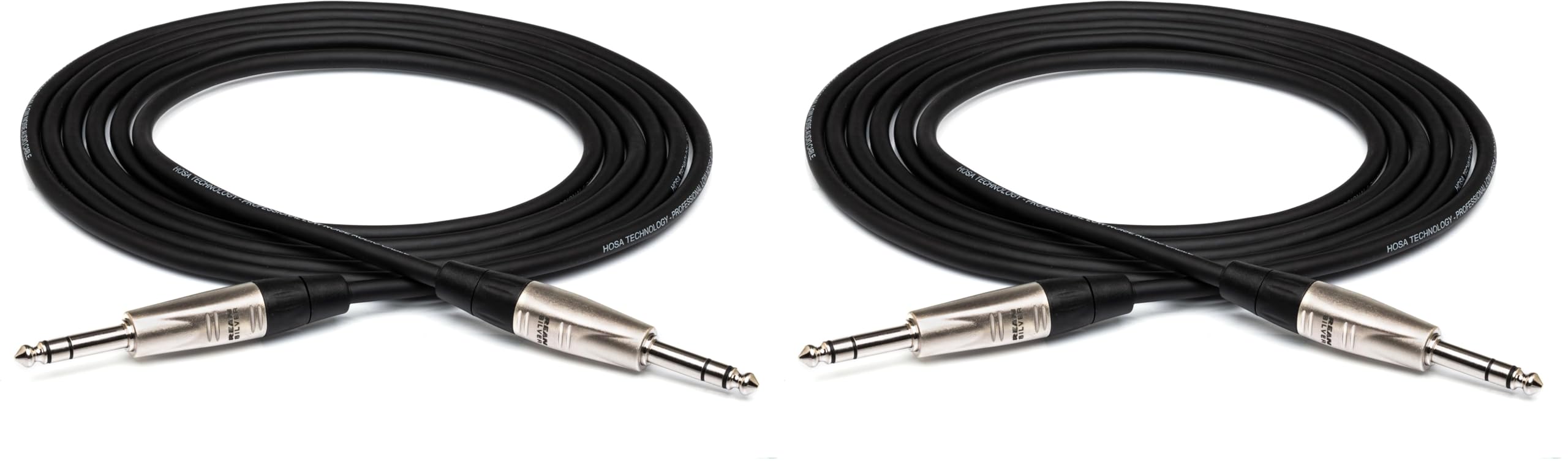 HOSA HSS-001.5 Pro Balanced Interconnect Cable - REAN 1/4-inch TRS Male to REAN 1/4-inch TRS Male - 1.5 Foot (Pack of 2)