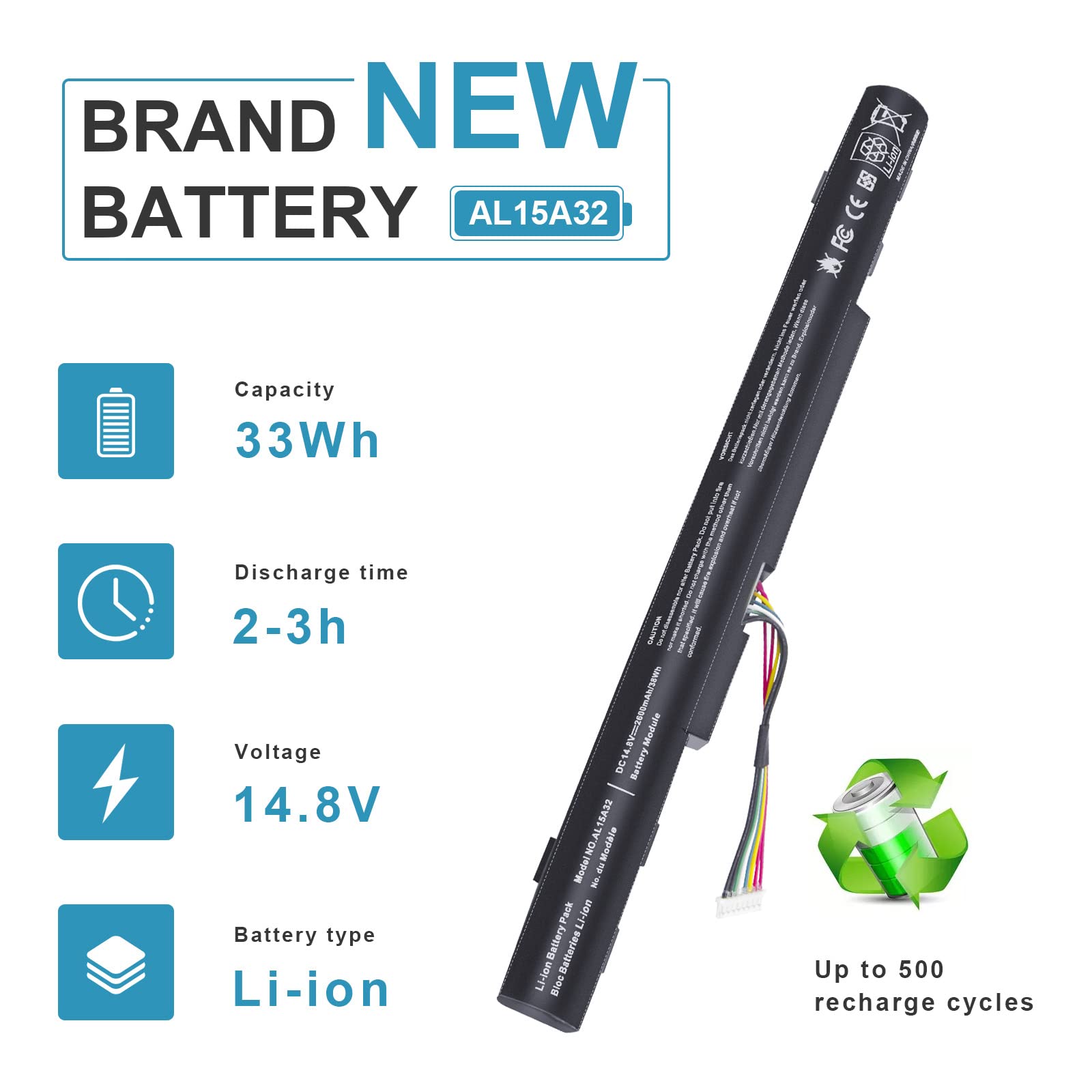 Fancy Buying Al15A32 Laptop Battery For Acer Aspire E5 422 E5 573 E5 573G E5 573T E5 522 E722 E5 473G 561X   High Performance New