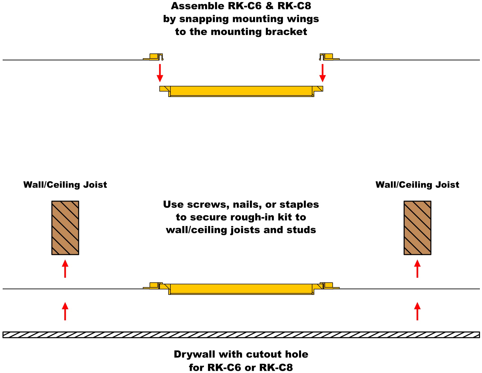 Earthquake Rk-C6 V2 New Construction Rough-In Kit For 6.5-Inch Ceiling Speakers, One Pair