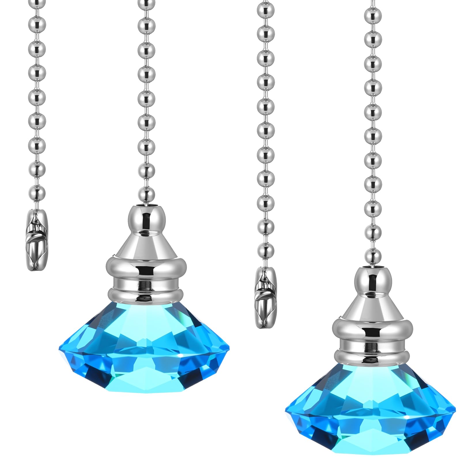 JOVITEC 2 Pieces Light Pull Chain Extension Ceiling Fan Pull Chain Ornaments Decorative 1 Meter Long Each(Blue Color)