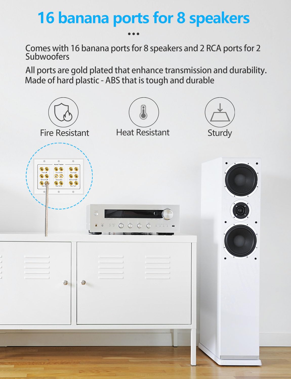 Icespring 5 6 7.1/7.2 Or 8.1/8.2 One Or Two Subwoofer Compatible 16 Banana Post And 2 Rca Speaker Wall Plate For Home Theater Au