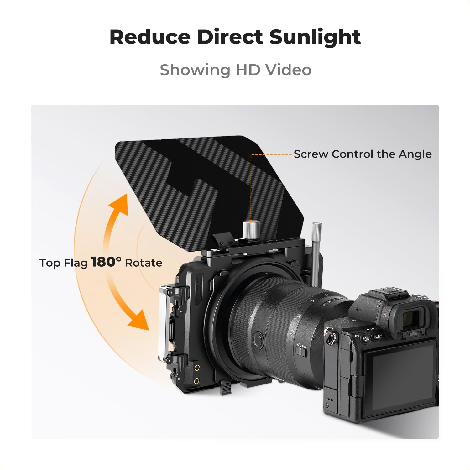 K&F Concept Mini Matte Box, Dslr Matte Box With Carbon Fiber Top Flag, Square Filter Trays For 67/72/77/82/95Mm Lenses, 4X5.65 Square Nd Uv/Circular Filter
