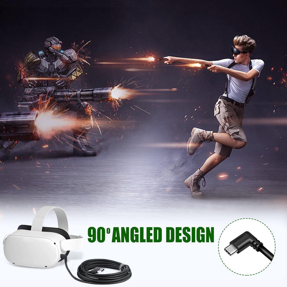 W Wdx Mast Dynapoint Limited Vr Link Cable,Compatiblewith Oculus Quest 2/Quest 3 Link Cable 26Ft,Usb 3.1 To Usb C For Quest 2/Steam Vr Virtual Reality Headset Game Connection Pc,8M