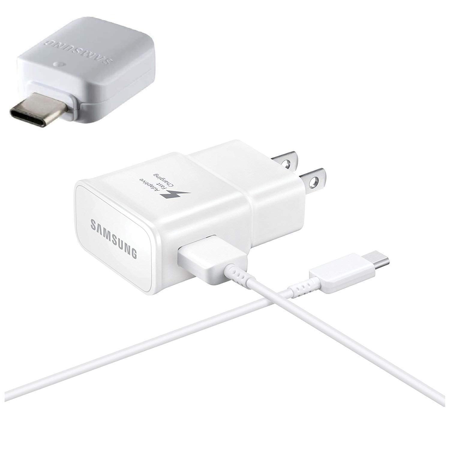 Samsung Fast Adaptive Wall Adapter Charger For Galaxy S10 Lite S9 Plus Note 9 S8 Note 8 Ep Ta20Jbe   4 Foot Type C/Usb C Urbanx Cable And Otg Adapter   White