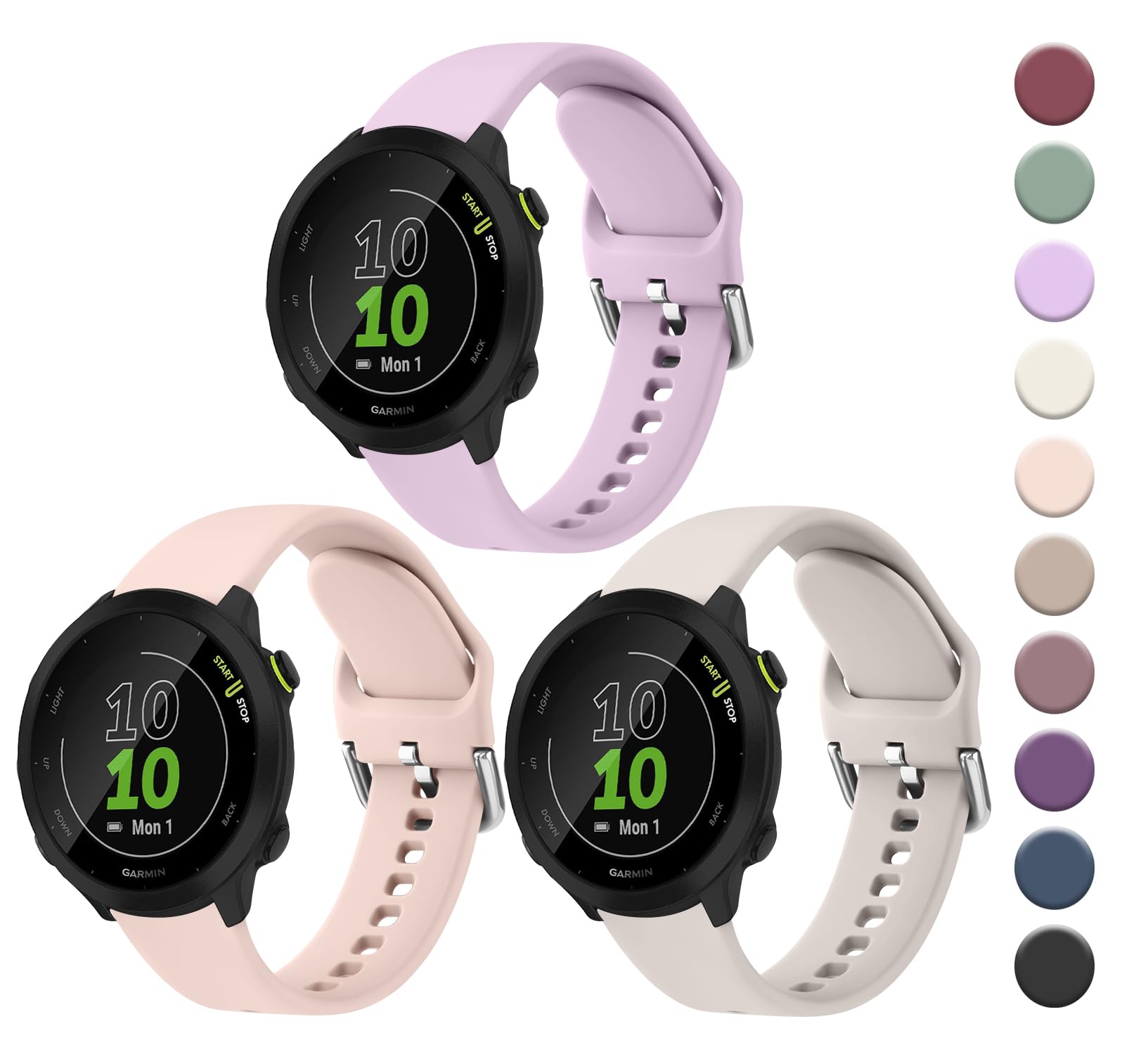 Meliya For Garmin Forerunner 55 / 245 / 645 Watch Band, 20Mm Soft Silicone Replacement Strap For Garmin Forerunner 245 / 645 Mus