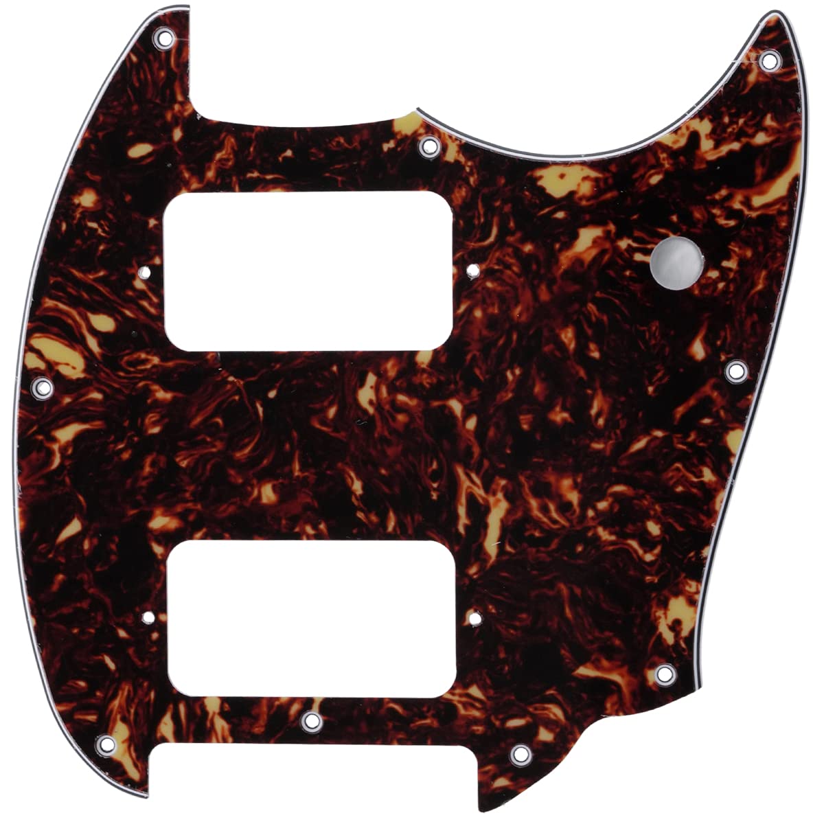 Musiclily Pro 9 Holes Round Corner Hh Guitar Pickguard 2 Humbuckers For Squier Bullet Series Mustang Electric Guitar, 4Ply Torto