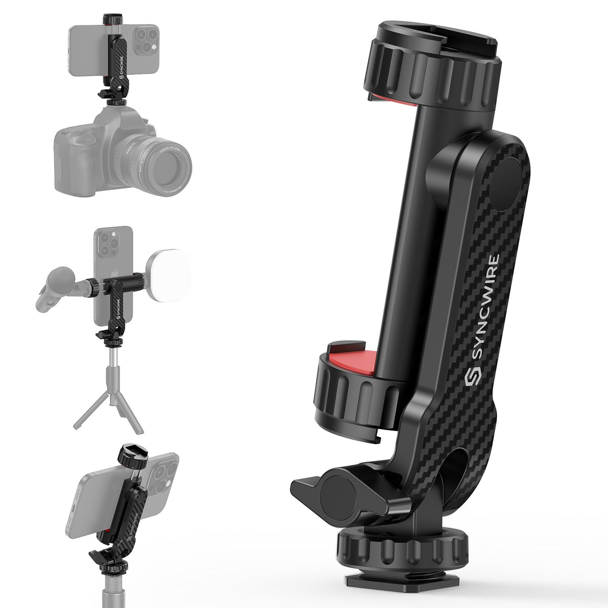 Syncwire Tripod Phone Mount, Universal Smartphone Mount Adapter With 2 Cold Shoe And 1/4'' Screw, 360 Rotates And 180 Tilts Adju