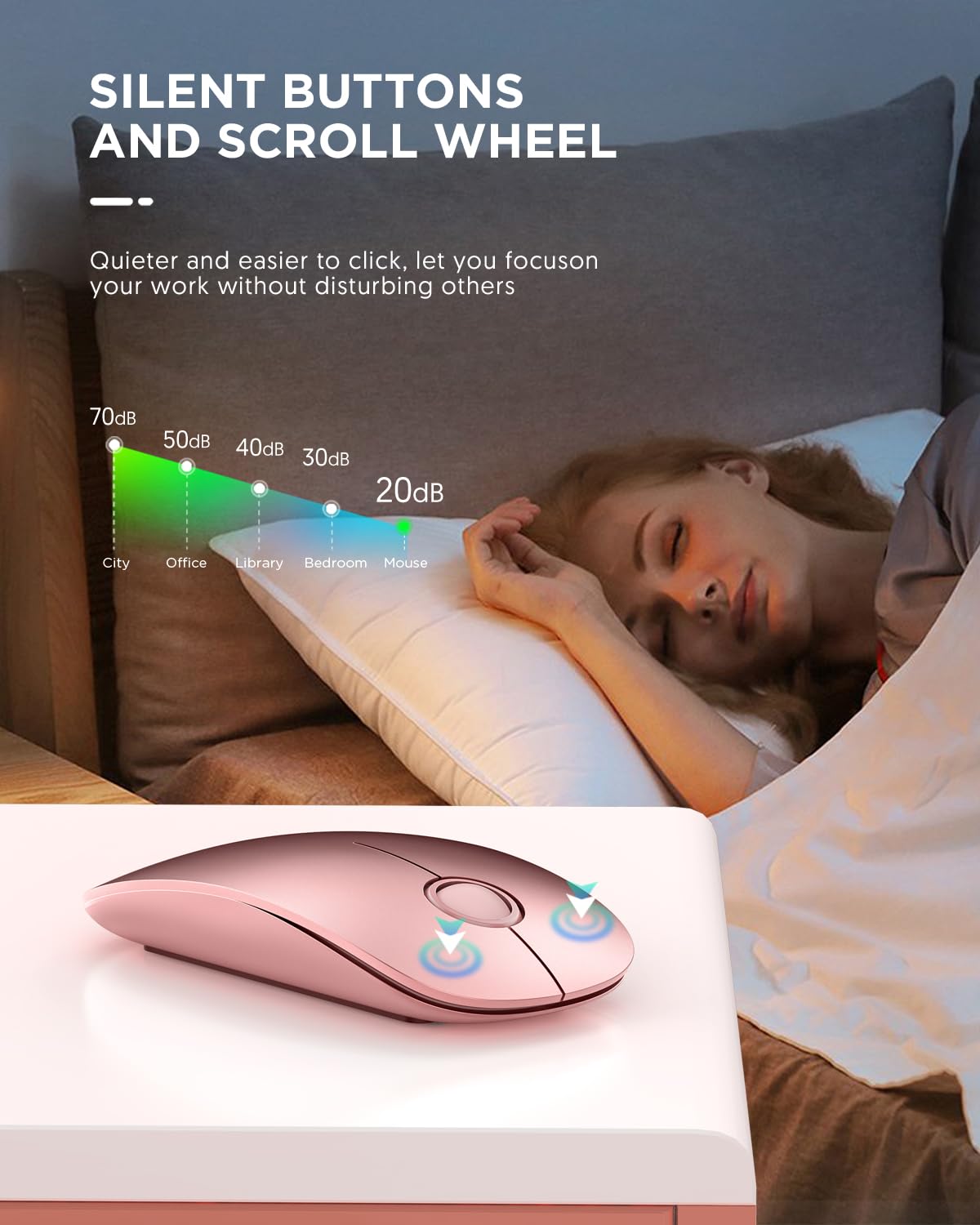 Rapique Bluetooth Wireless Mouse   (Bt5.1+Usb) Dual Connectivity, Quiet Click, Low Power, And 1600 Dpi, Portable Cordless Mouse
