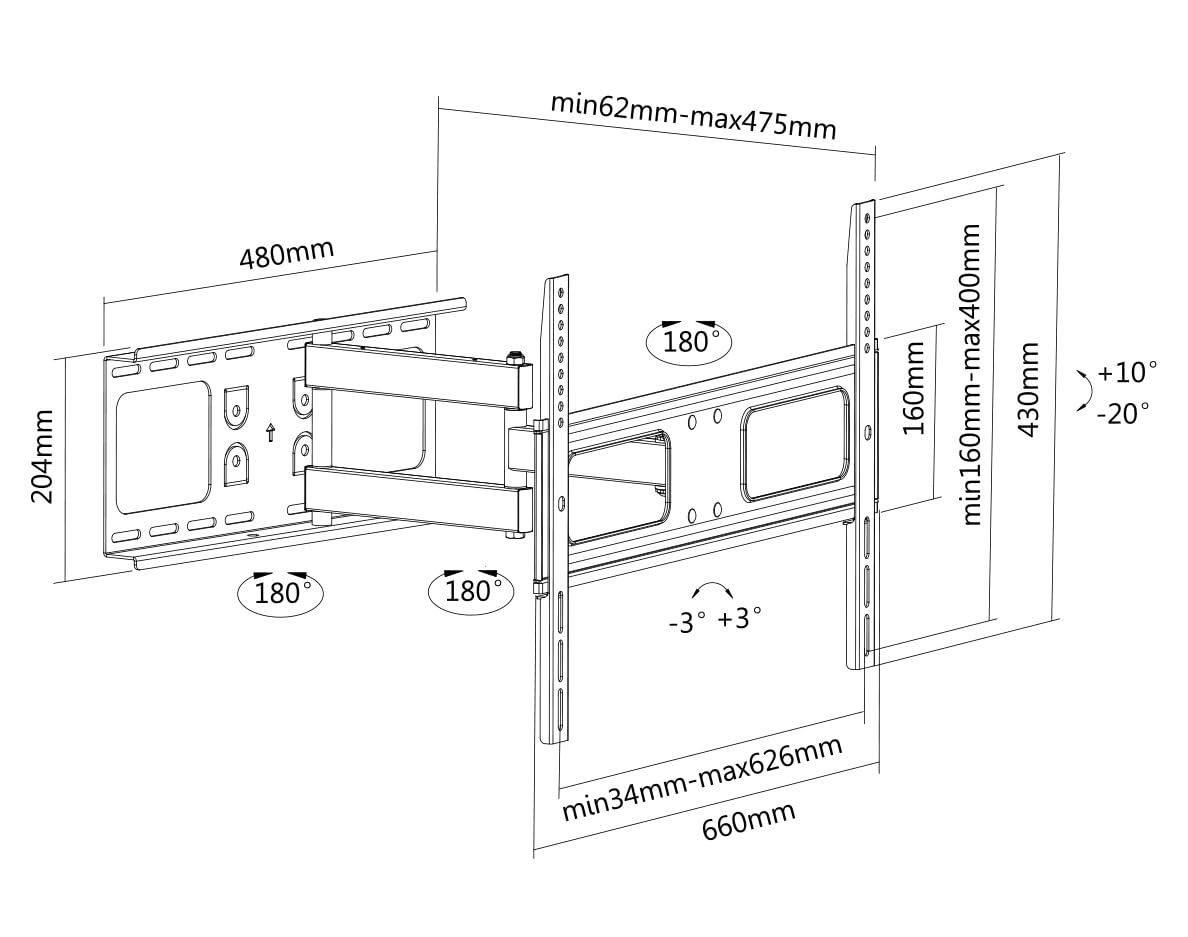 Manhattan Universal Flat Panel Tv Full Motion Wall Mount (461283)
