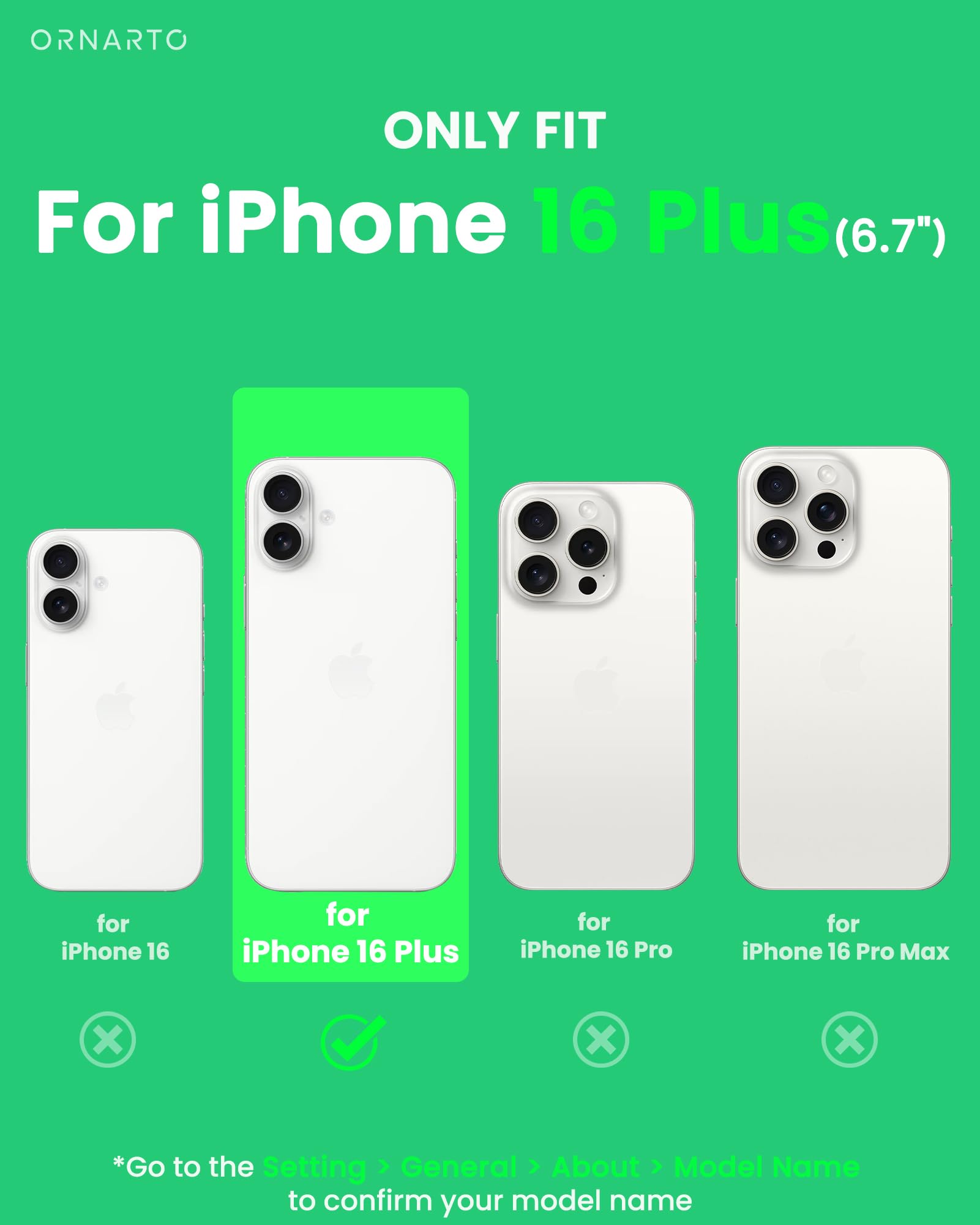 Ornarto Air Case For Iphone 16 Plus Clear, Compatible With Magsafe, Military Grade Drop Protection Cover With Built In Air Green