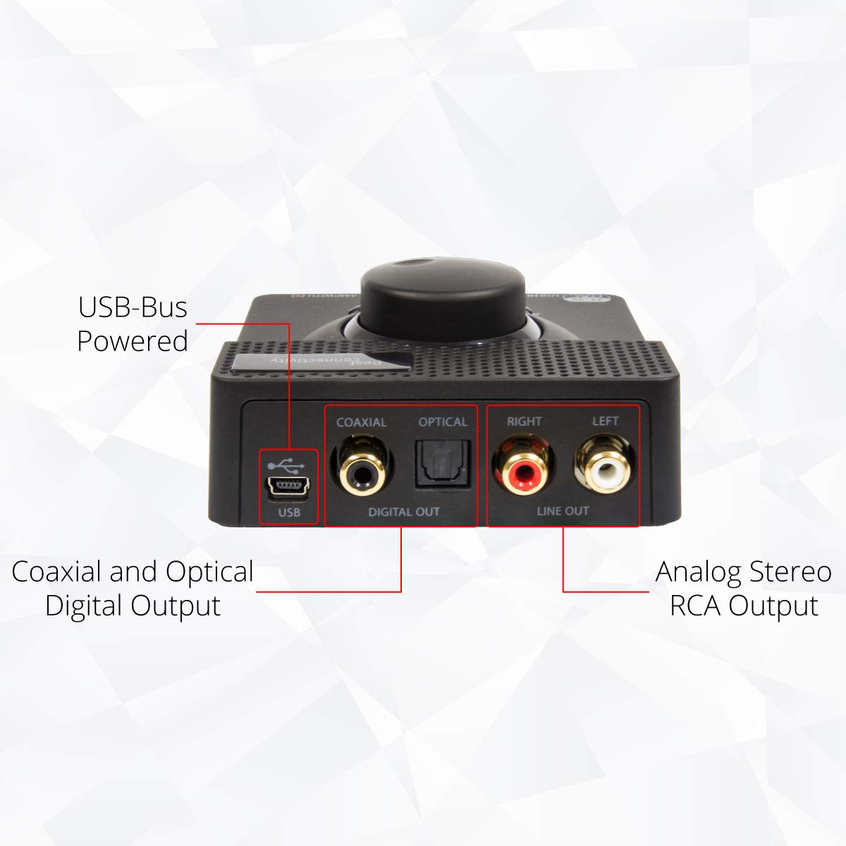 Syba Sonic 24bit 96KHz USB DAC Stereo Headphone Amplifier 2 Stage EQ Digital/Coaxial Output and RCA Output SD-DAC63116