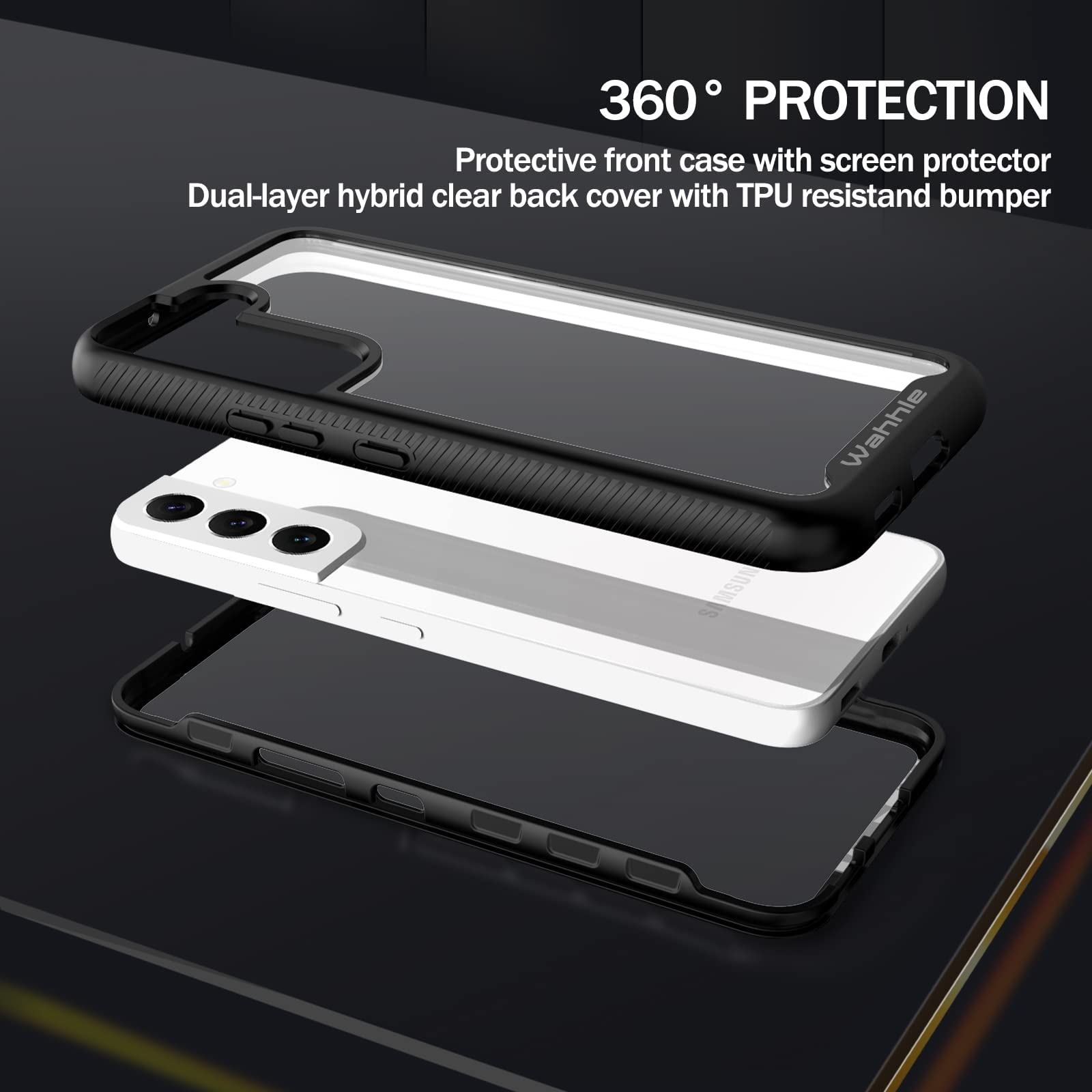 Wahhle Compatible With Samsung Galaxy S22 Case, Full Body Protection Phone Cover With Screen Protector ?Built In, Touch Sensitiv