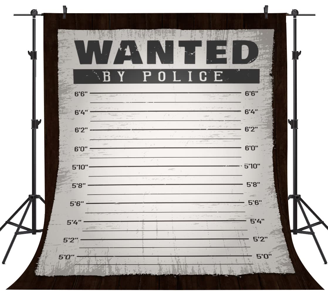 Phmojen Police Lineup Backdrop Height Chart Mugshot Suspect Wall Photography Background Vinyl 5X7Ft Wanted By Police Murder Myst