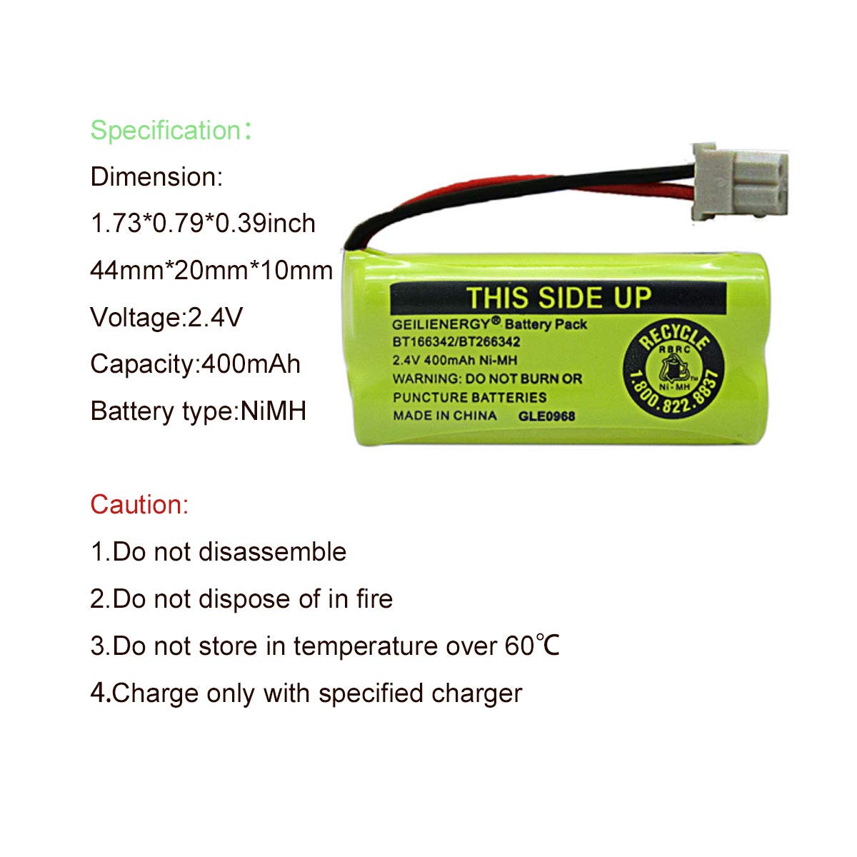 Geilienergy Nimh 2.4V 400Mah Battery Compatible With Bt 166342 Bt 266342 Bt 162342 Bt 262342 Bt183342 Bt 183342 Sanik 2Sn Aaa40H S X2 Cs6719 2 Cordless Phone (Pack Of 3)