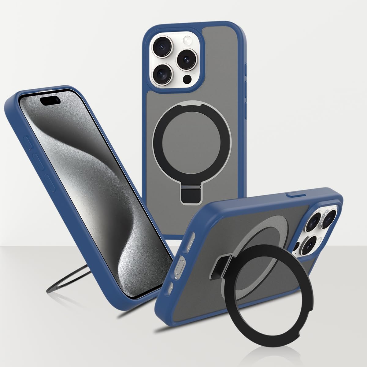 Pinlisheng Magnetic Stand For Iphone 11 Case [Military Grade Drop Tested] Translucent Back Slim Protective Case 6.1 Inch,Blue