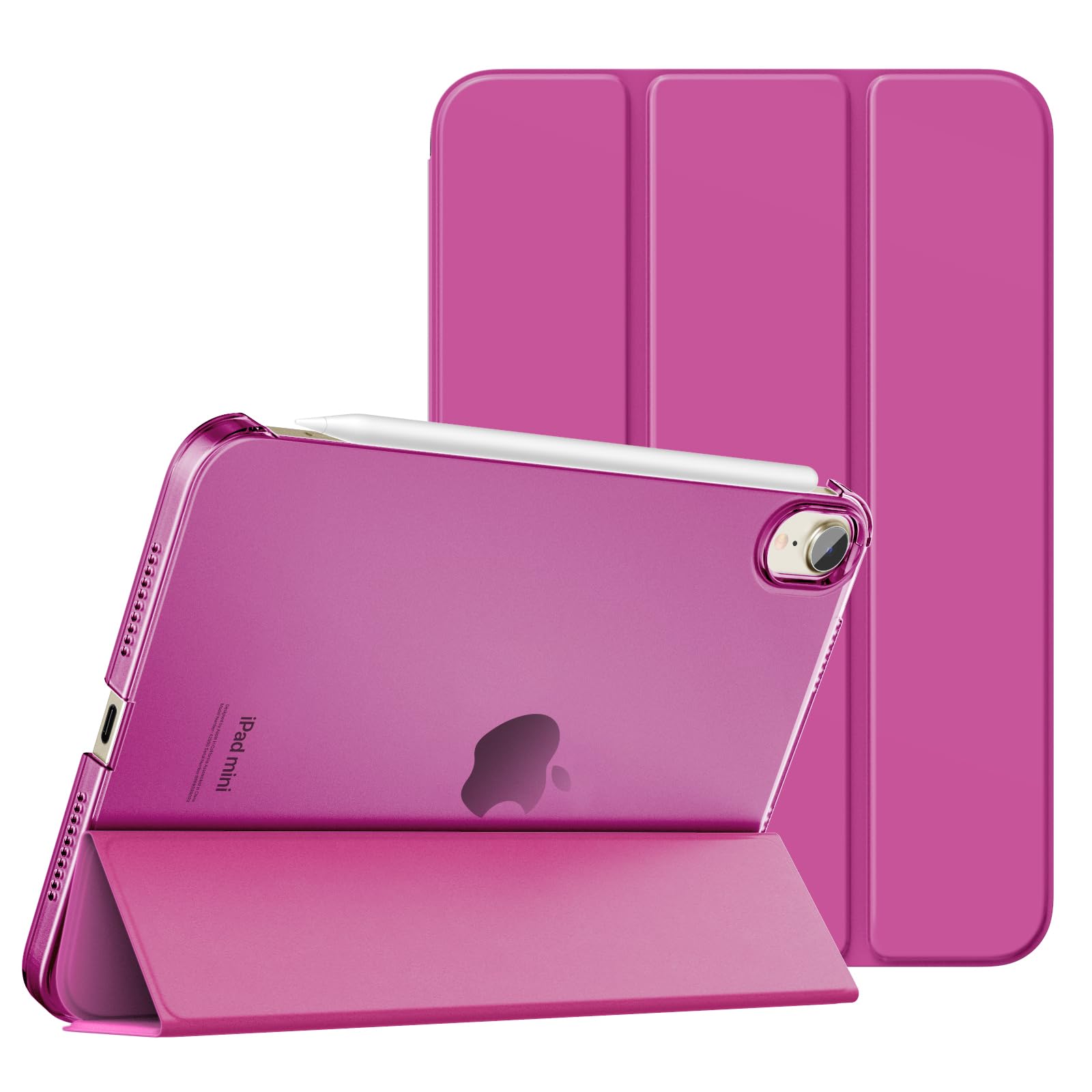 MoKo for iPad Mini 7 (A17 Pro) Case 2024,iPad Mini 6 Case 2021,8.3 inch iPad Mini 7th/6th Generation Case,Slim Lightweight Hard Back Shell Stand Cover for iPad Mini 2024 with Touch ID, Raspberry