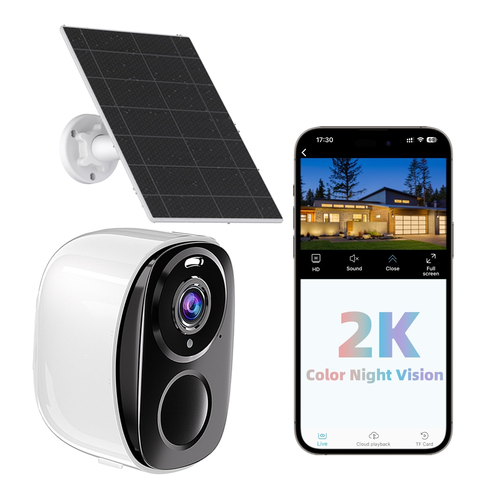 Security Cameras Wireless Outdoor, Battery Powered Security Cameras With Ip65 Waterproof, Two Way Audio, Color Night Vision, No 