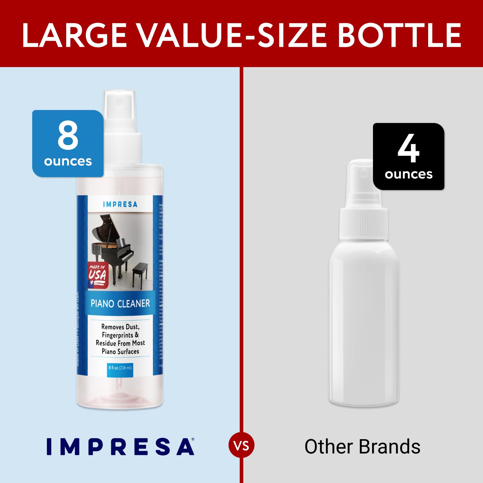 Impresa 8 Oz Grand Piano Cleaner Spray   High Gloss Piano Surface Cleaning Supplies Kit