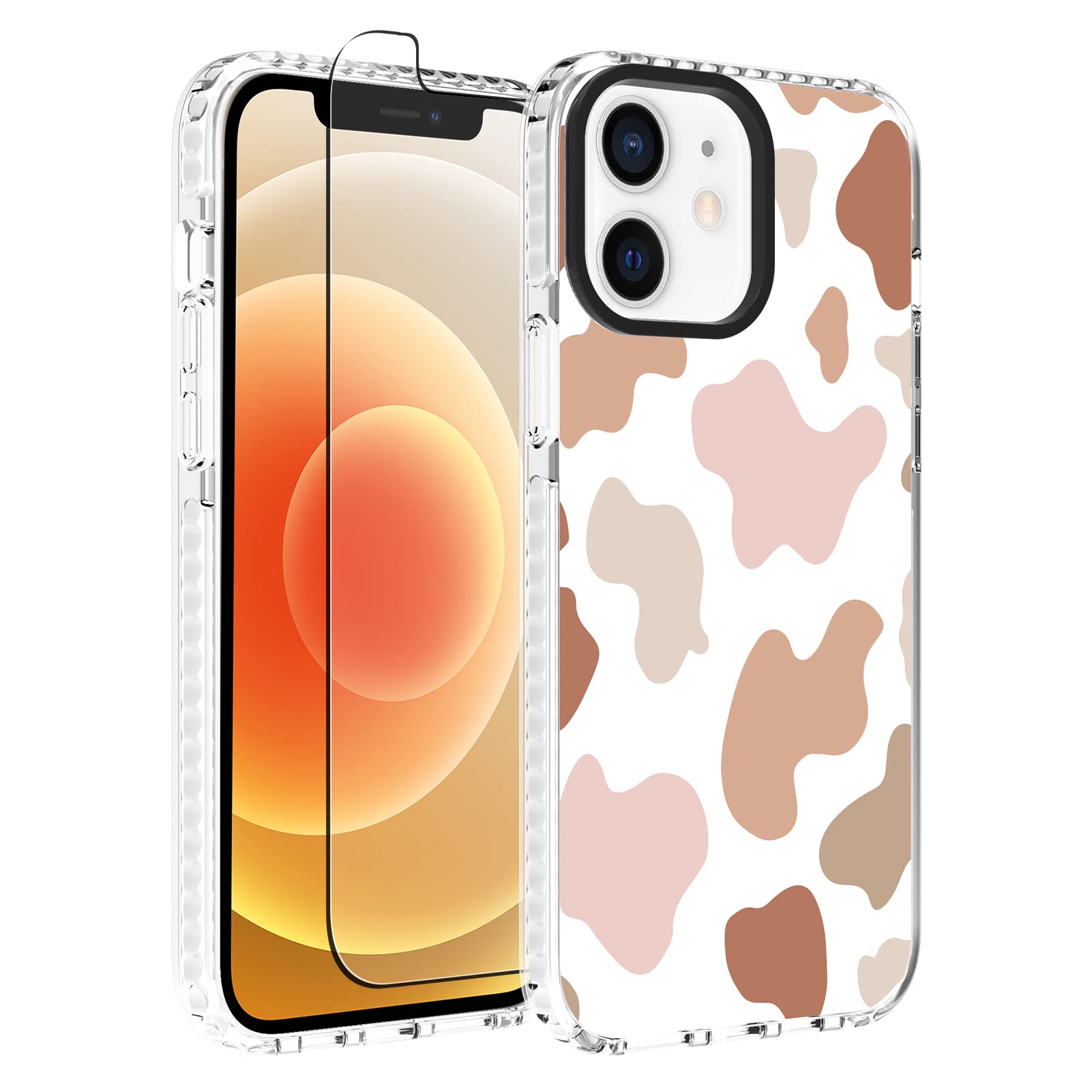 Ook Compatible With Iphone 12 & Iphone 12 Pro Case Cute Cow Print Fashion Slim Lightweight Camera Protective Soft Flexible Tpu R