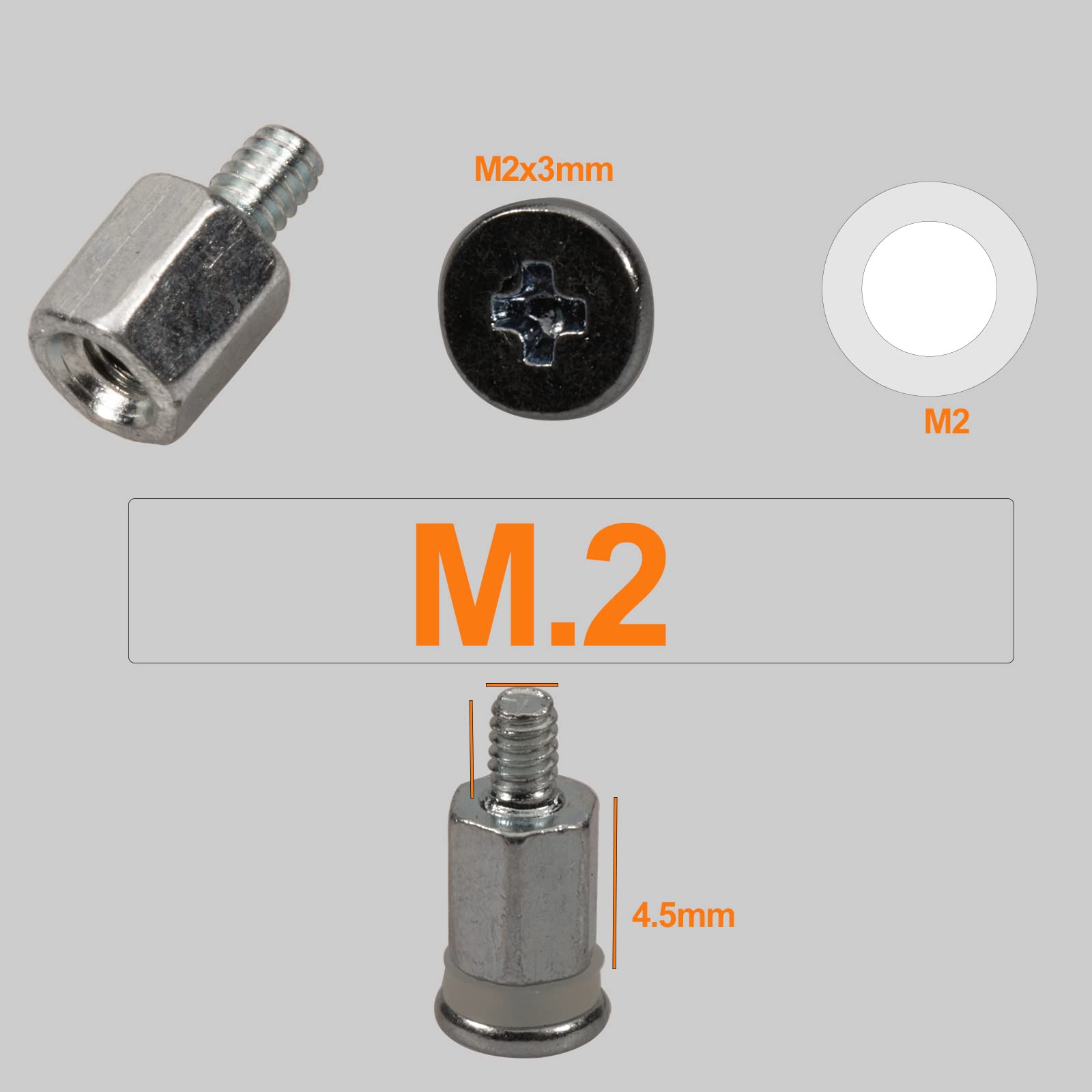 CO-RODE 20 Sets Silver M.2 Screws NVMe SSD Mounting Kit with Screwdriver for ASUS Motherboard