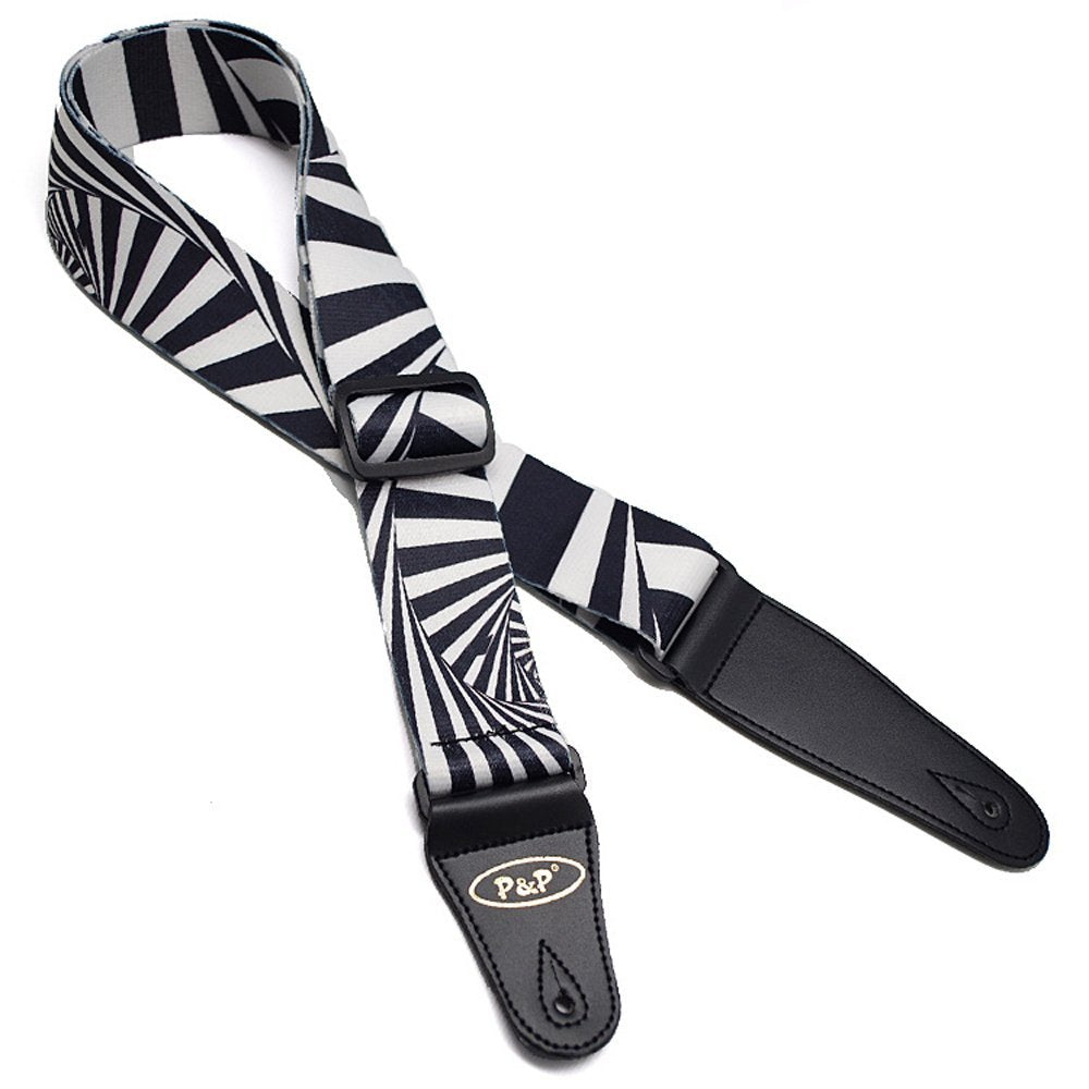 Art Attack Black & White Zebra Stripes Animal Pattern Jacguard Weave Music Electric Acoustic Bass Guitar Ukulele Strap