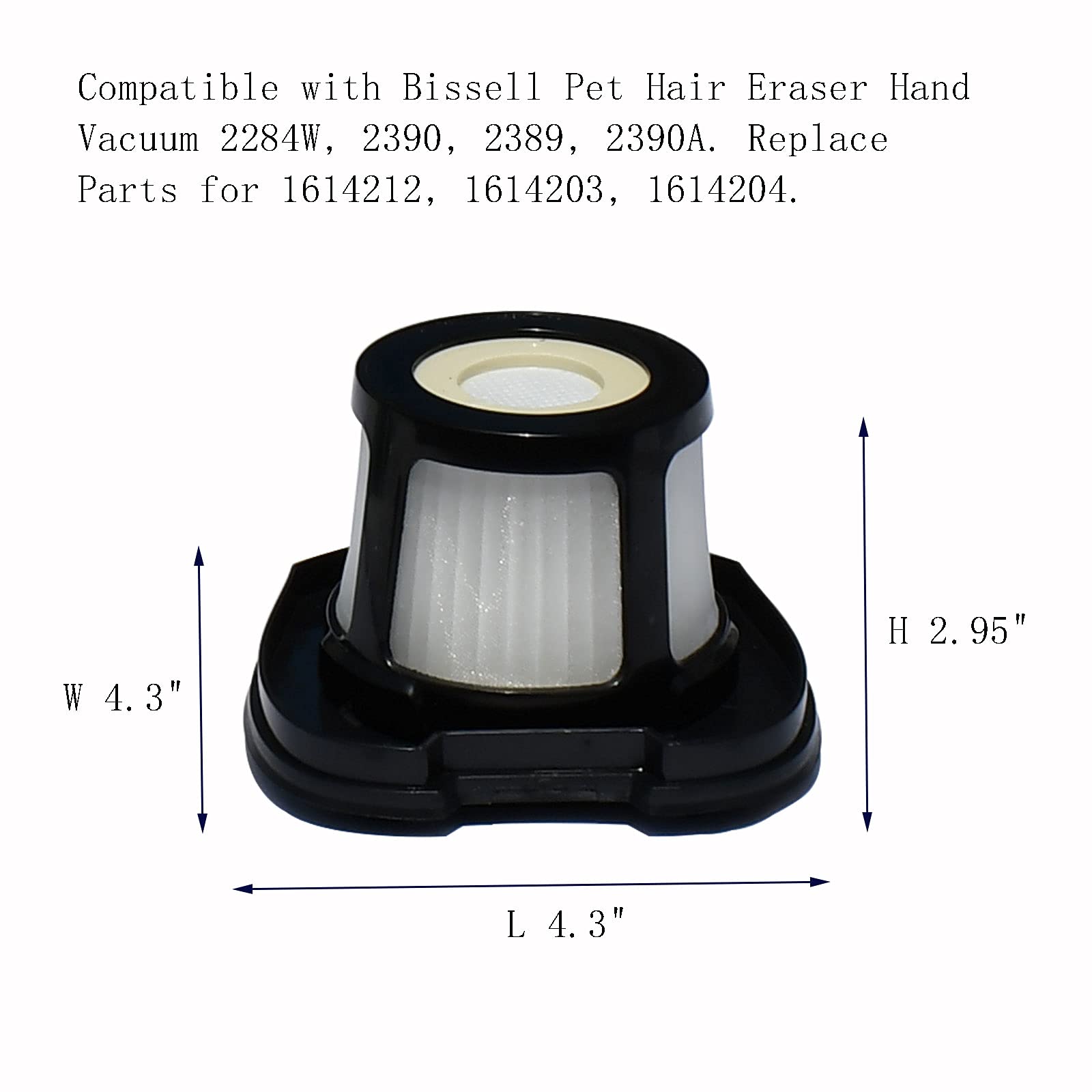Vacuum Filter Replacement For Bissell 2284W, 2390, 2389, 2390A, Replace Parts For 1614212, 1614203, 1614204,4 Mesh Filters And 4