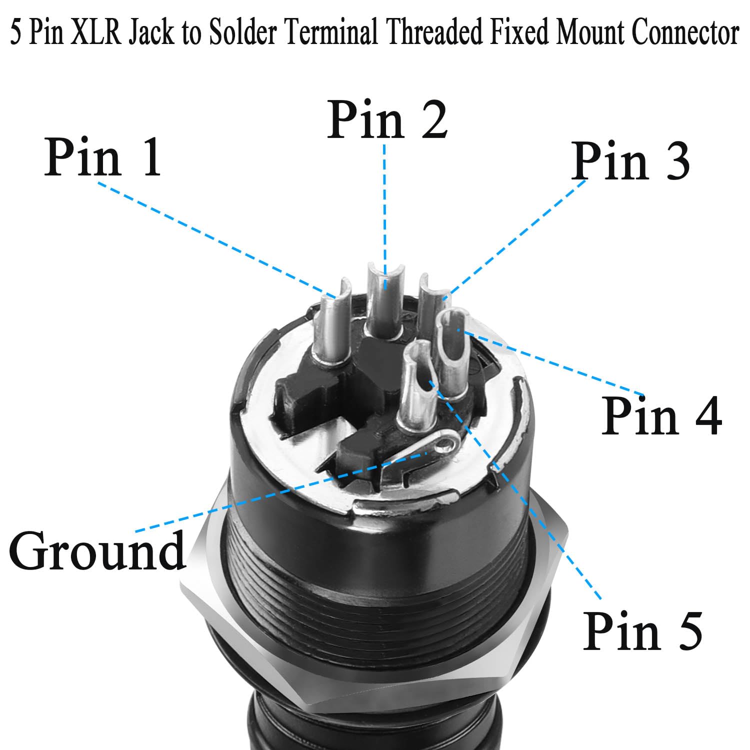 Qianrenon 5 Pin Xlr Jack Threaded Fixing Solder Adapter 5Pin Xlr Female To Solder Terminal Round Connector 5 Pole Xlr Dmx Mount