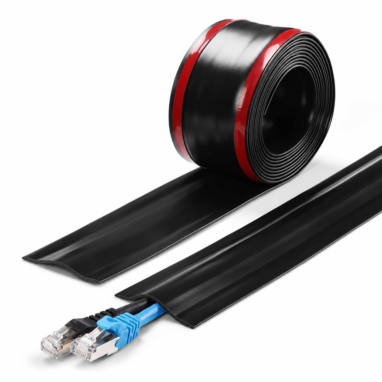 Pvc Cable Management Cover 3 Meter, Selfadhesive Cord Hider For Floor, Wall & Carpet, 1.2 Inch Inner Width, Low Profile Wire Pr