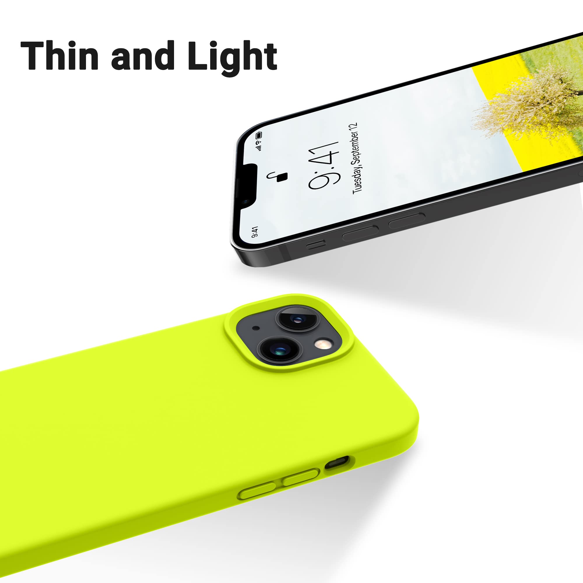 Otofly Designed For Iphone 14 Case, Silicone Shockproof Slim Thin Phone Case For Iphone 14 6.1 Inch (Fluorescent Yellow)