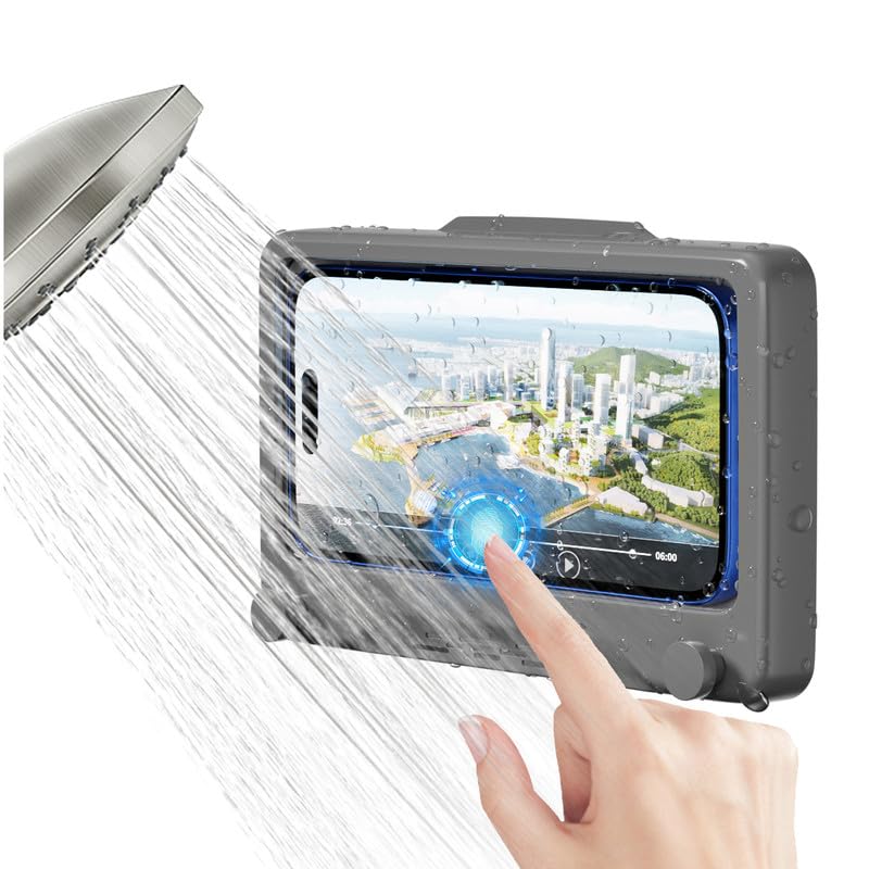 Shower Phone Holder Waterproof - 360 Rotatble Adjustable Shower Iphone Case Holder, Enhanced Touch Sensitivity & Stability, Bath