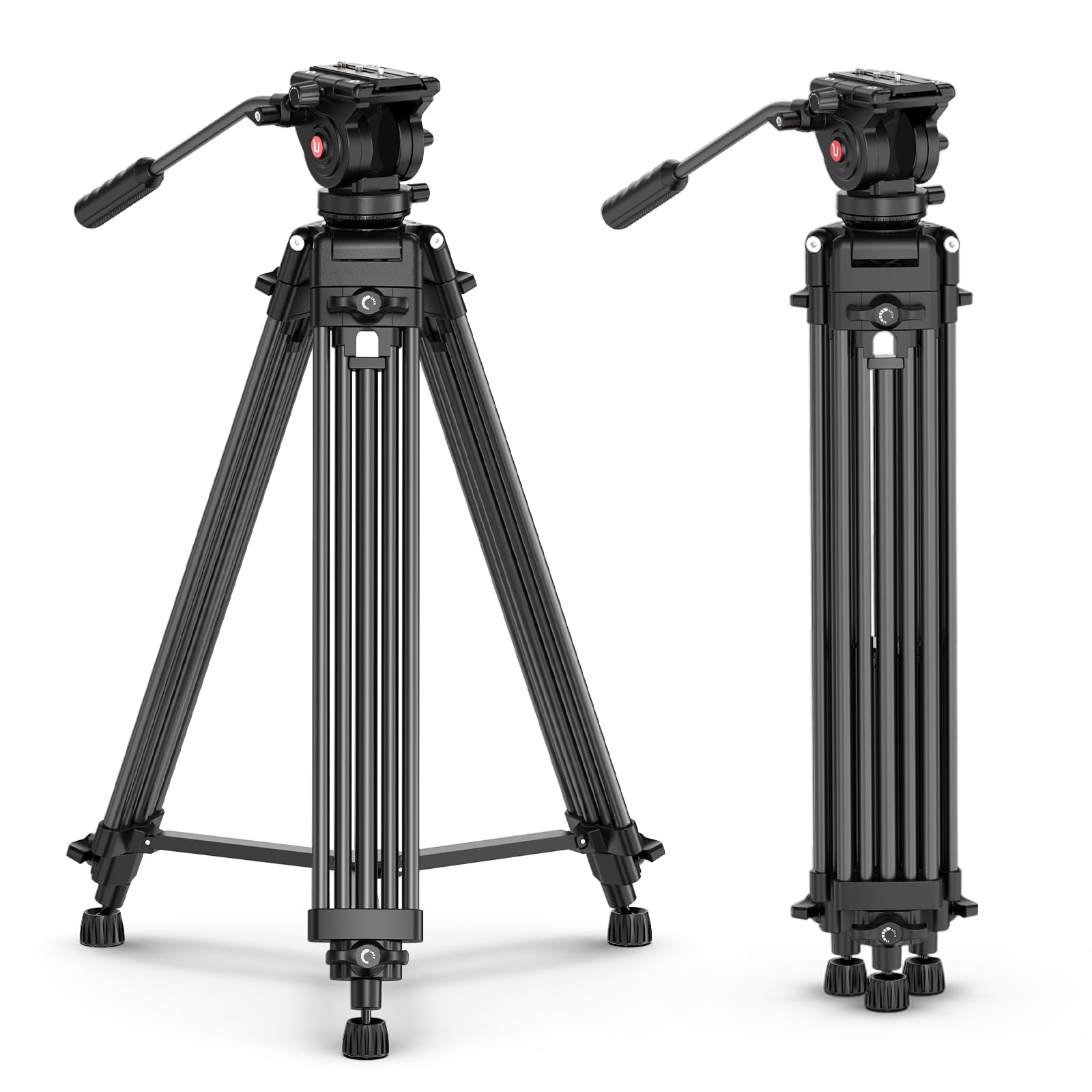 ULANZI MT-81 Camera Video Tripod with 360 Degree Fluid Head, 61inch/155cm Heavy Duty Aluminum Alloy Camera Tripod Stand, Quick R