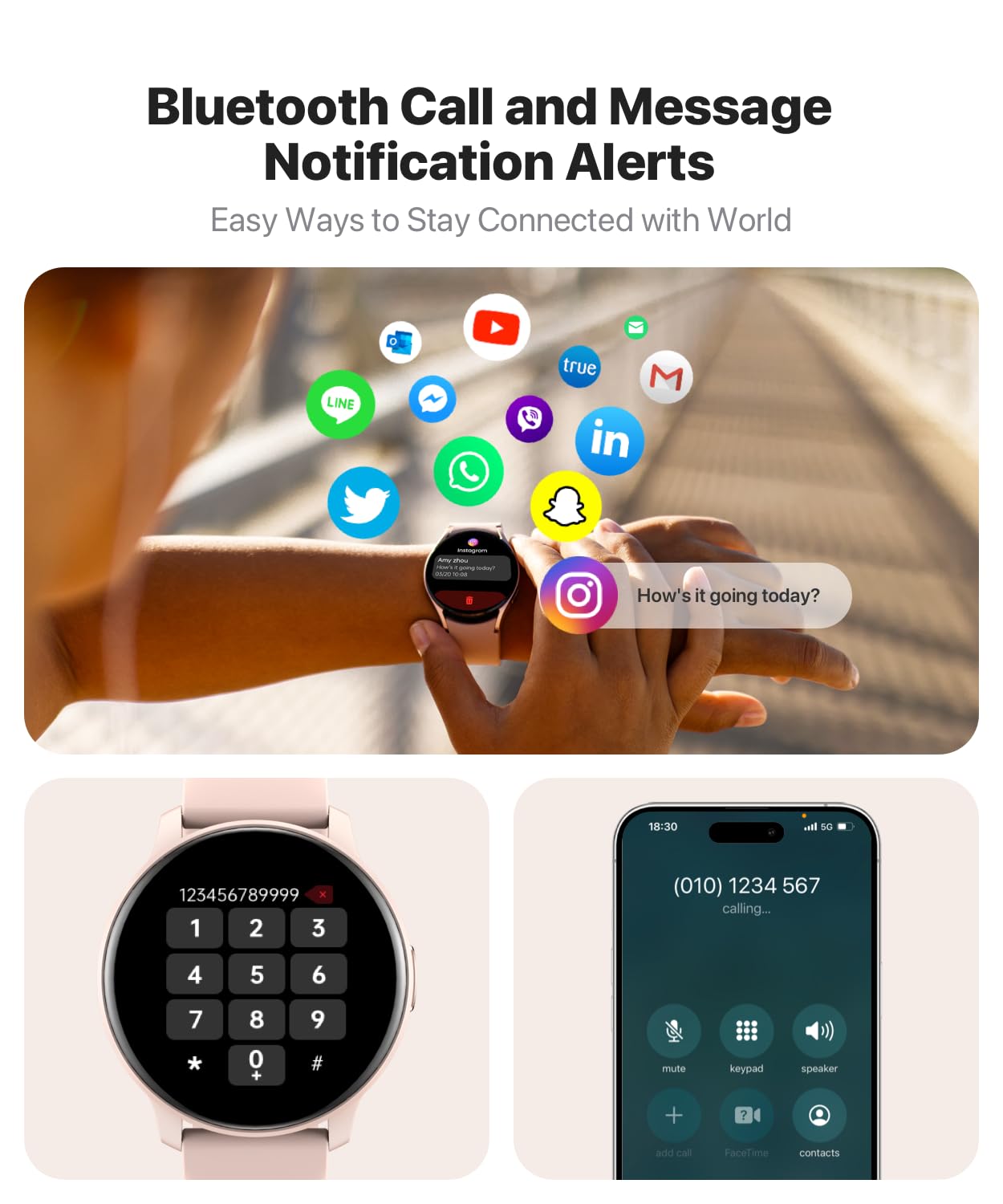 Smart Watch For Women Men Answer/Make Calls/Quick Reply, Samsung Android Iphone Compatible Fitness Tracker With 100+ Sport Modes