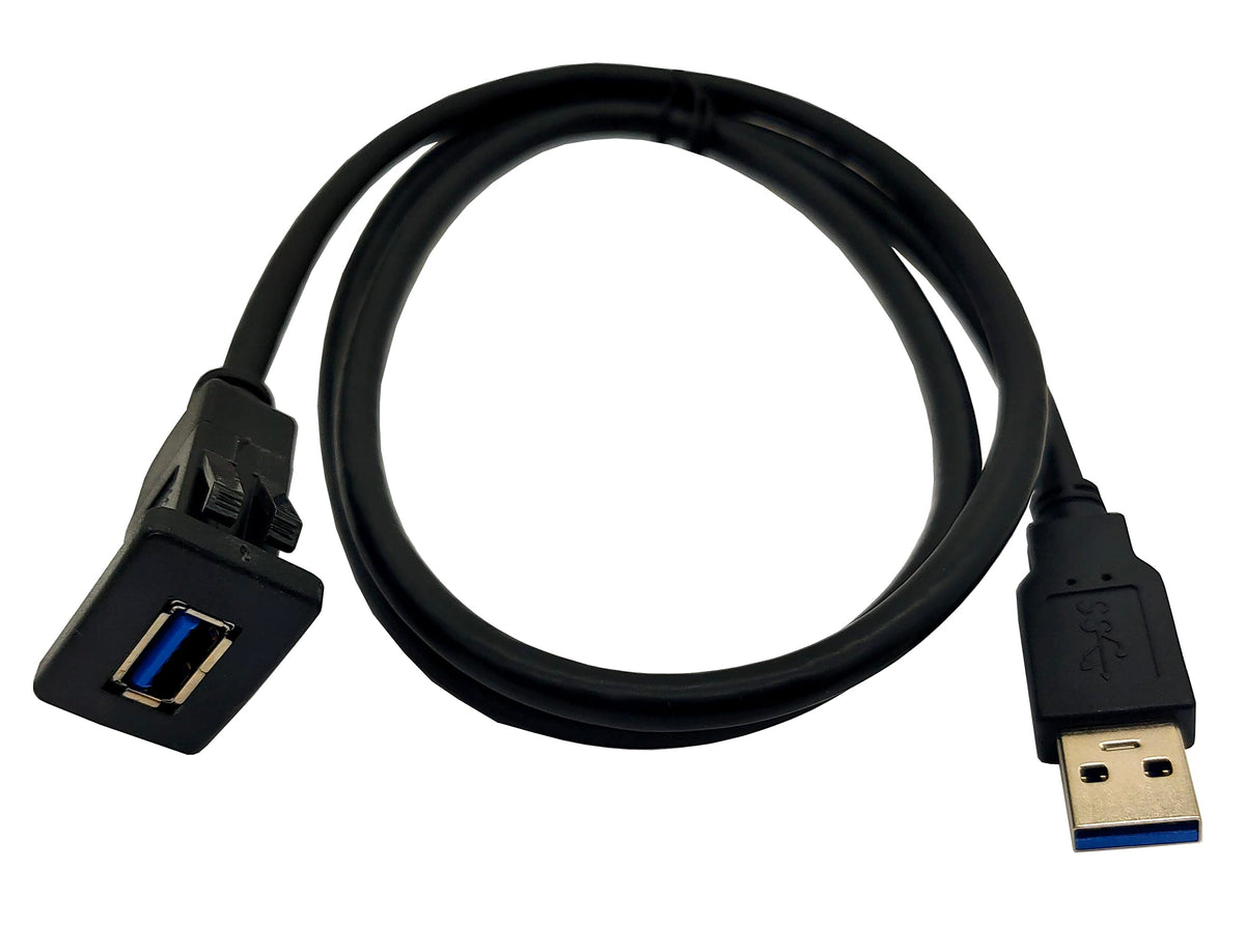 Qaoquda Square Usb 3.0 Flush Mount Cable, Usb 3.0 Male To Female Flush Panel Mount Extension Cable For Car, Boat And Motorcycle