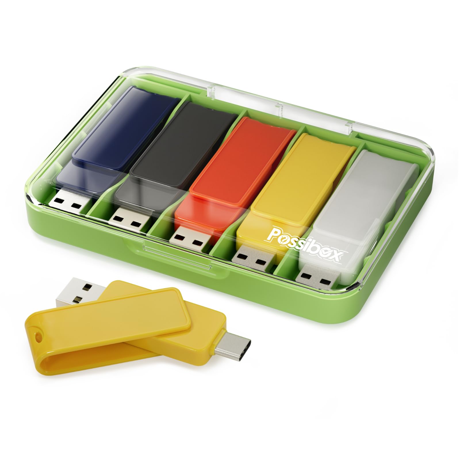 Possibox Type C&Usb A 2 In 1 Usb Flash Drive 64Gb High Speed Usb3.0 Writable Dual Memory Stick 5 Pack