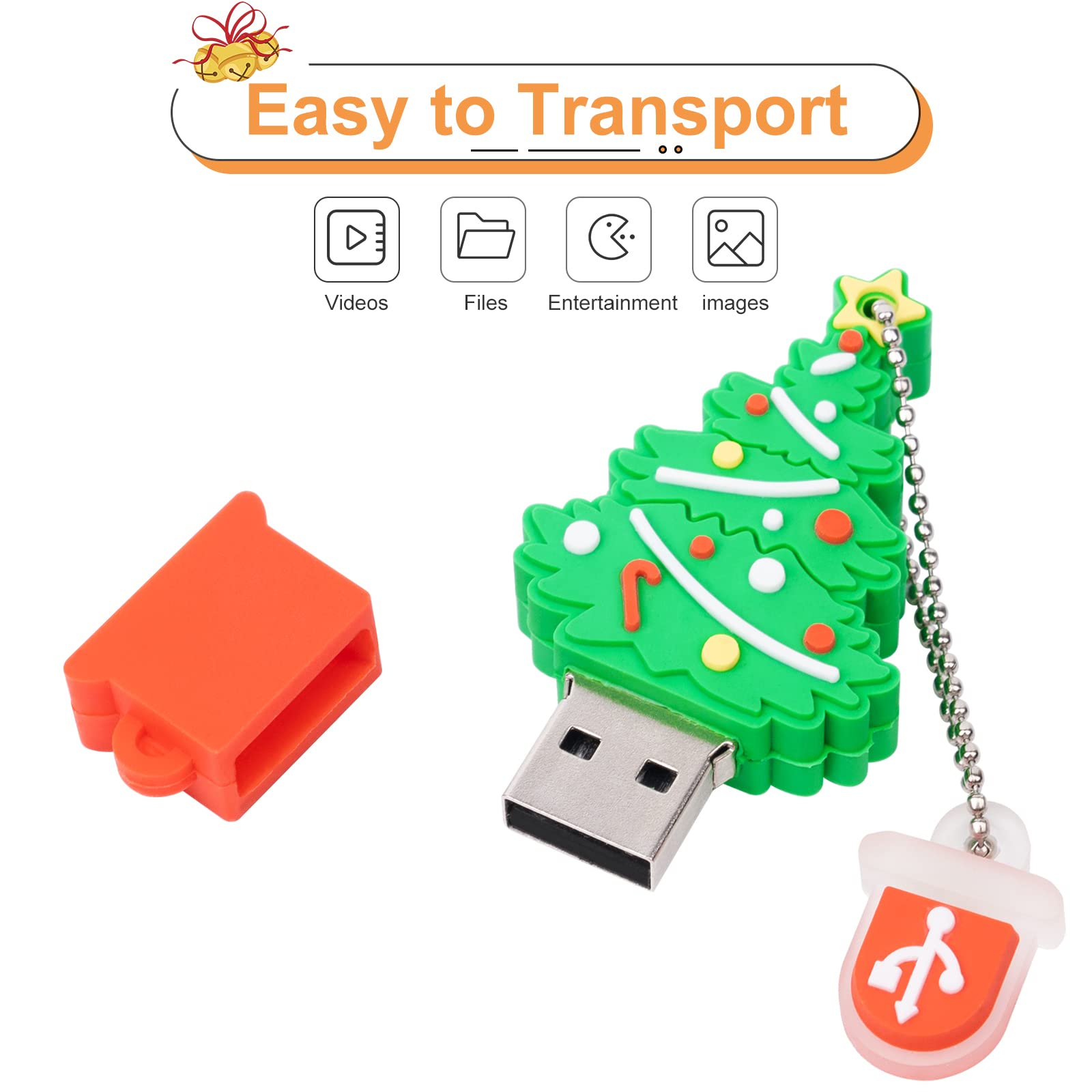5 Pack Usb Flash Drive Christmas Style 32Gb New Year Gifts For Family And Friends, Borlterclamp Usb 2.0 Drive Memory Stick Of Santa Claus Christmas Tree Snowman Patterns Cute Pen Drive